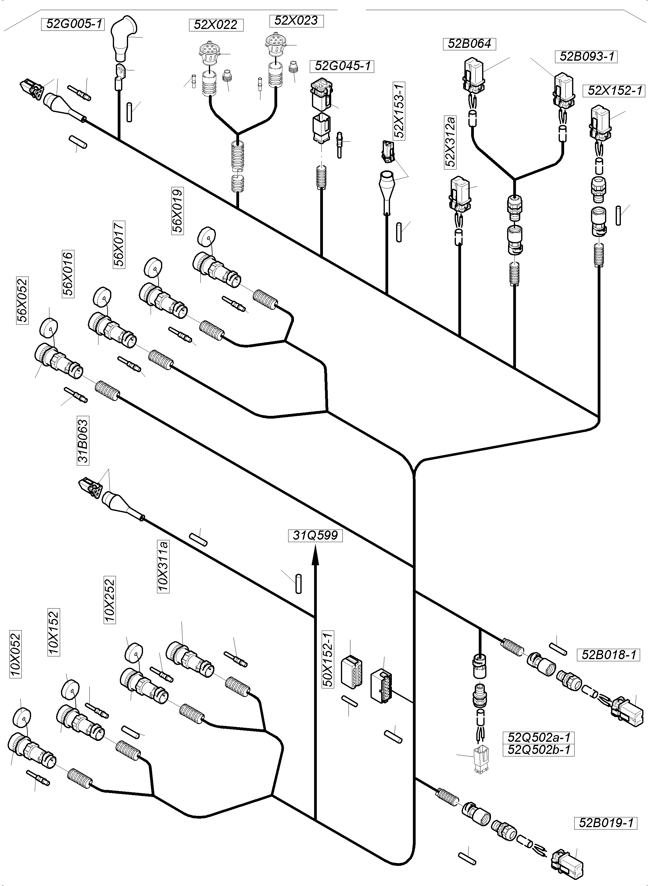 Komatsu parts book diagram for PC4000-6 S/N 08237: CABLES - ENGINE AND TRANSMITTER