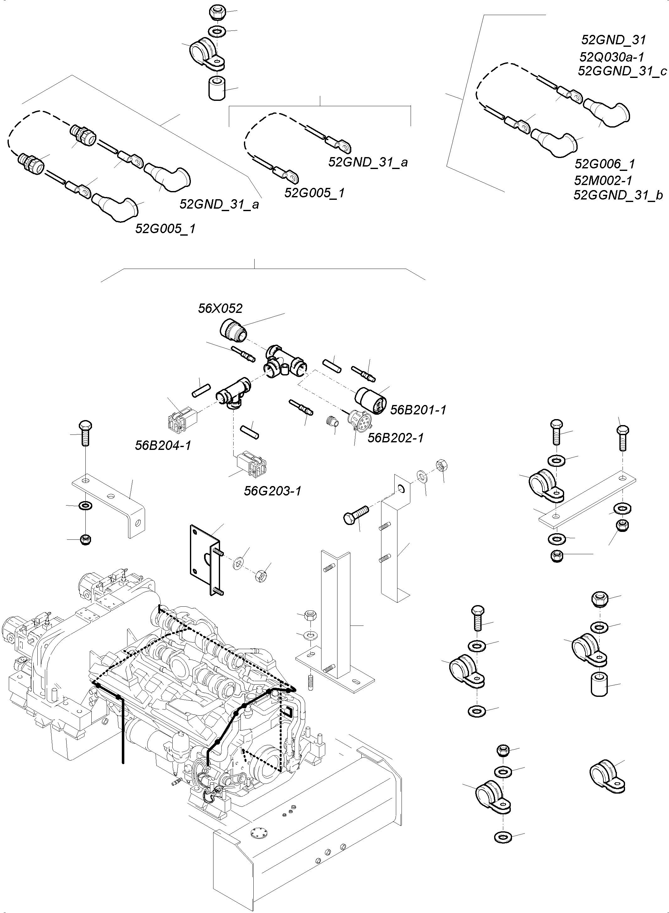 Komatsu parts book diagram for PC4000-6 S/N 08237: CABLES - ENGINE AND TRANSMITTER
