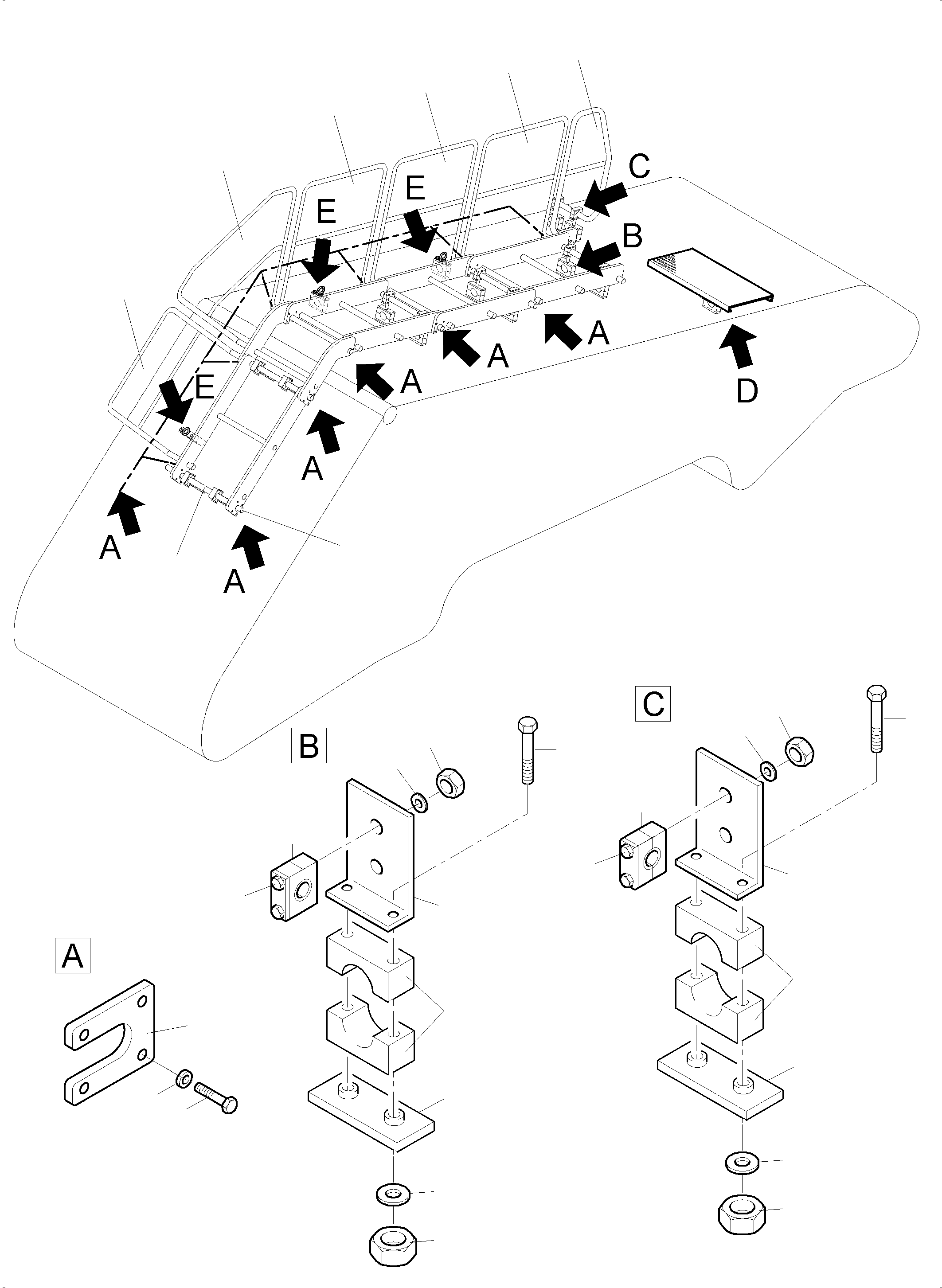 Excavators Mining Komatsu / PC4000-6 S/N 08238(G08238) / Ladder - Bullclam bucket boom 7,15m(355-4026f : 355-4026f)