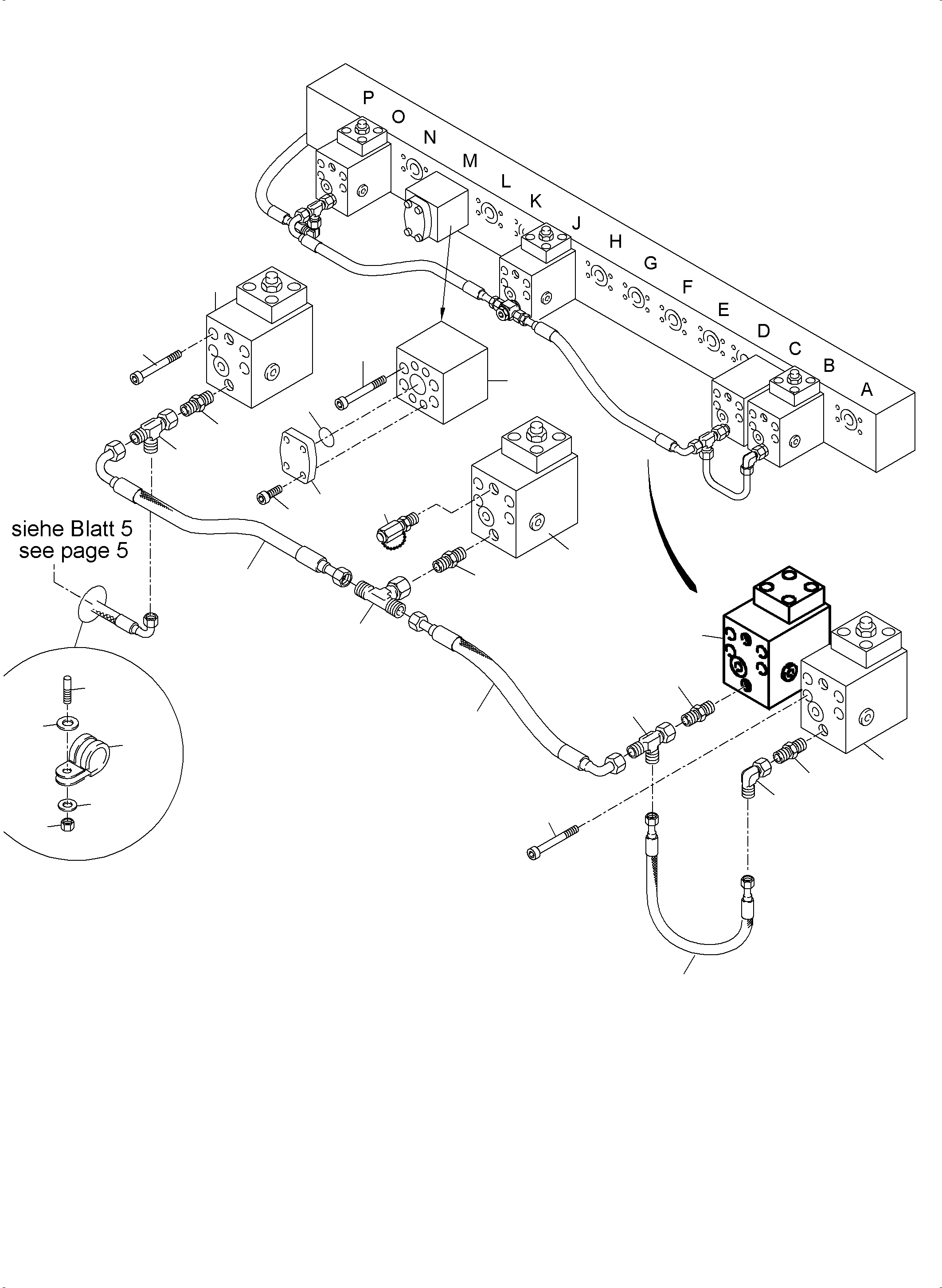 Komatsu parts book diagram for PC4000-6 S/N 08239: MAINFOLD, VALVE AND PIPELINES BHE