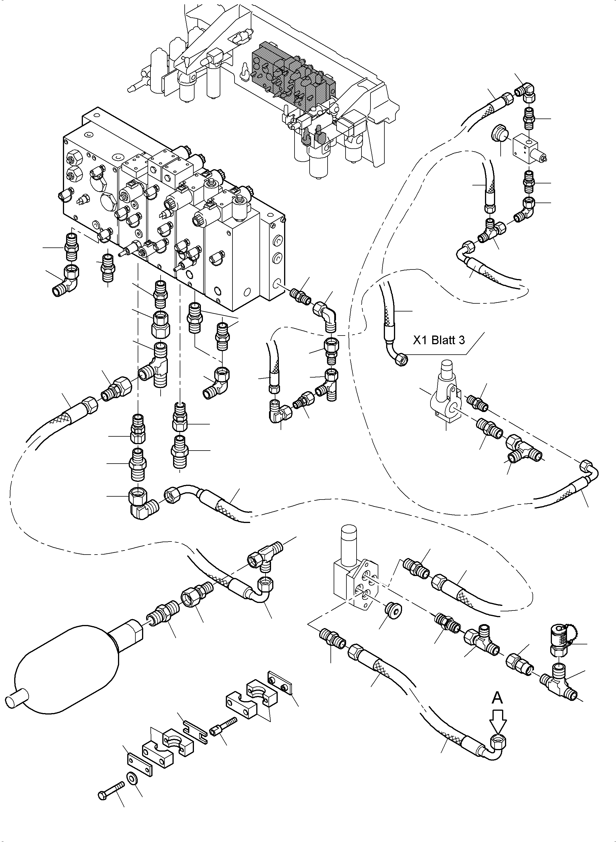 Komatsu parts book diagram for PC4000-6 S/N 08239: CONTROL- AND FILTER PLATE PIPING