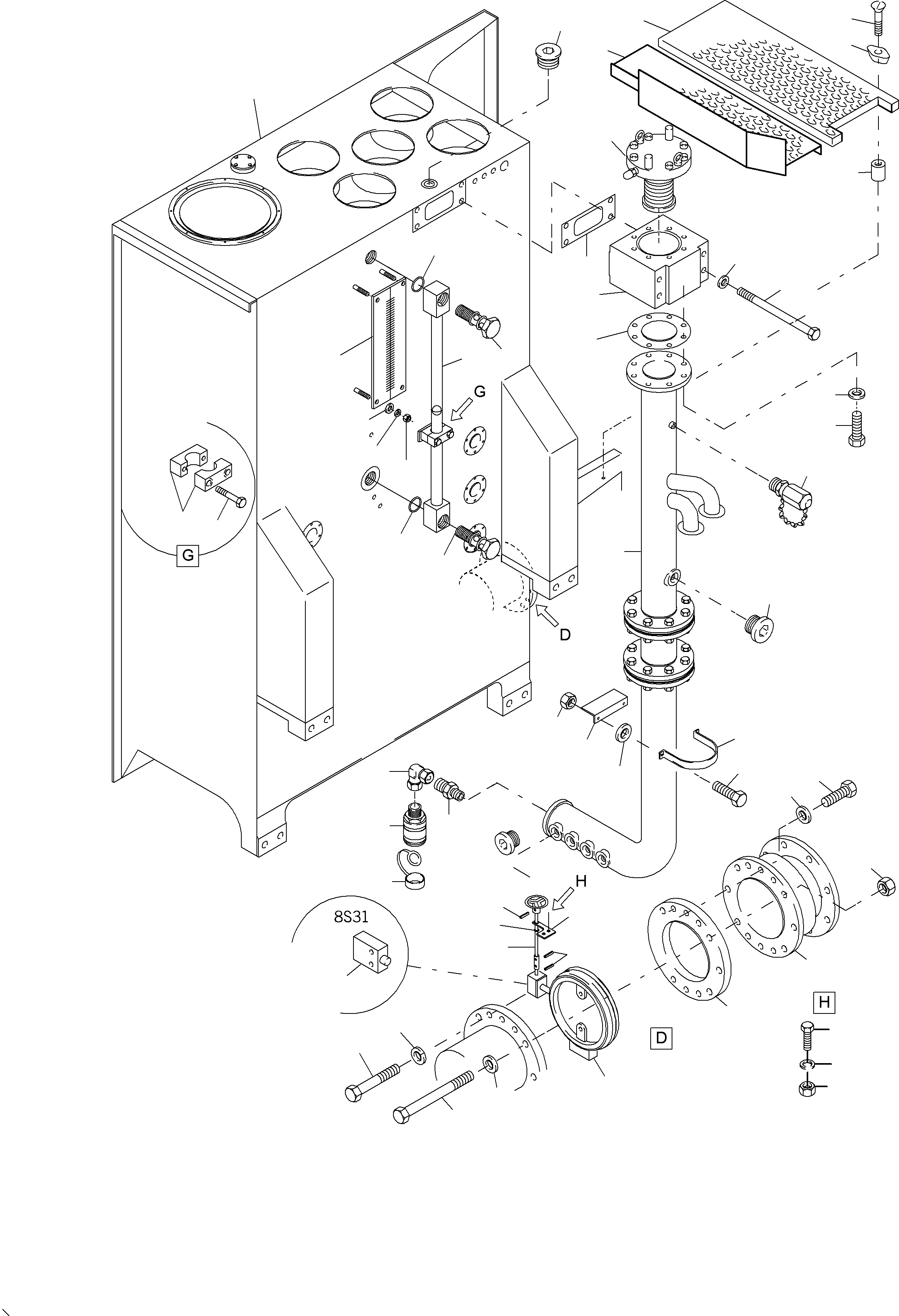 Komatsu parts book diagram for PC4000-6 S/N 08239: MAIN OIL TANK
