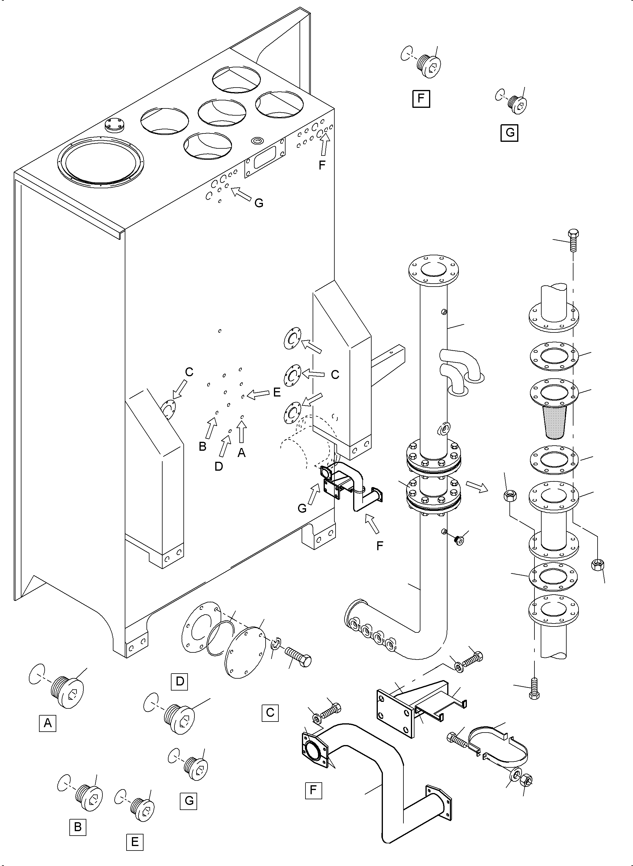 Komatsu parts book diagram for PC4000-6 S/N 08239: MAIN OIL TANK