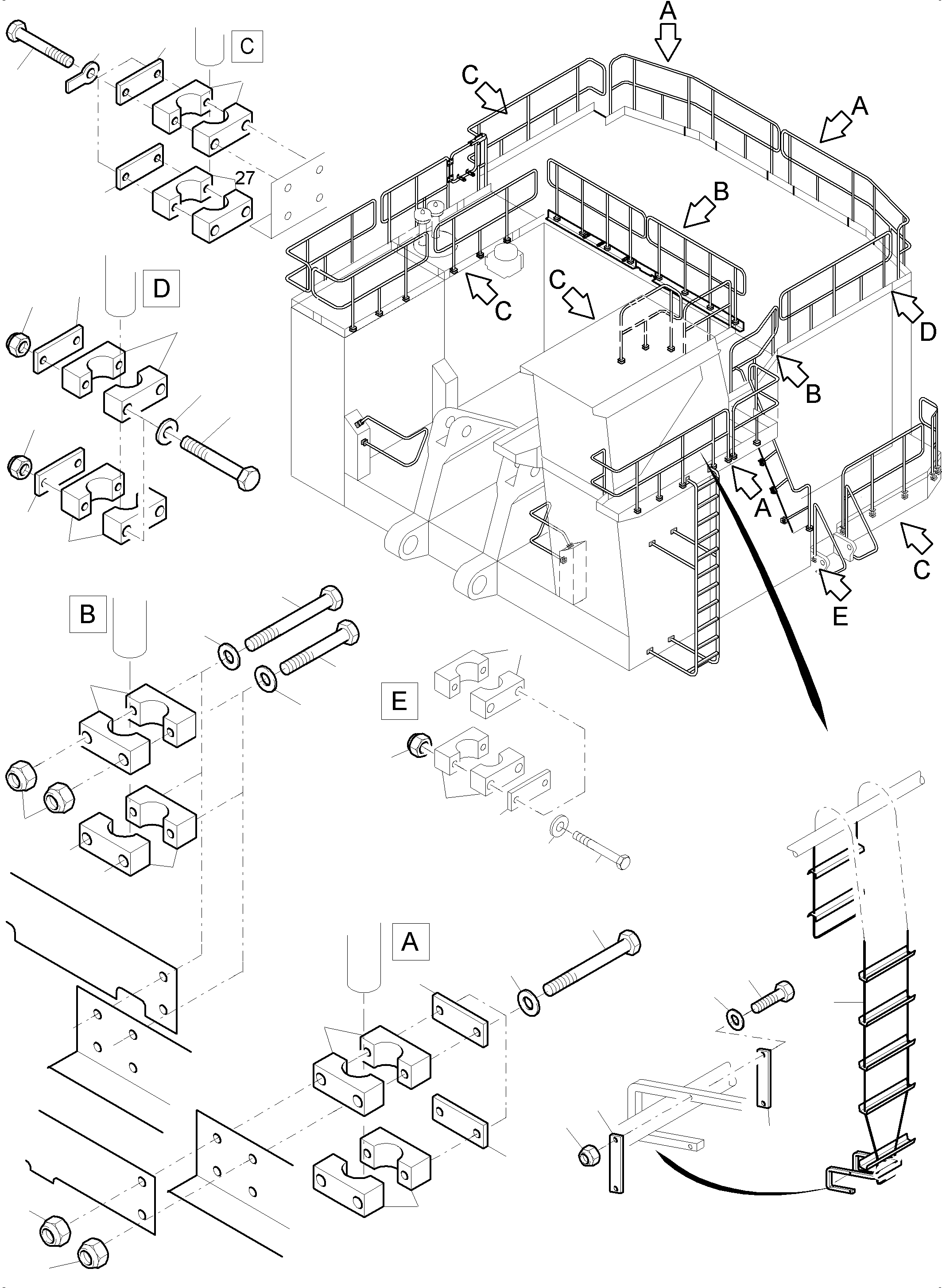 Komatsu parts book diagram for PC4000-6 S/N 08239: RAILS AND PLATFORMS