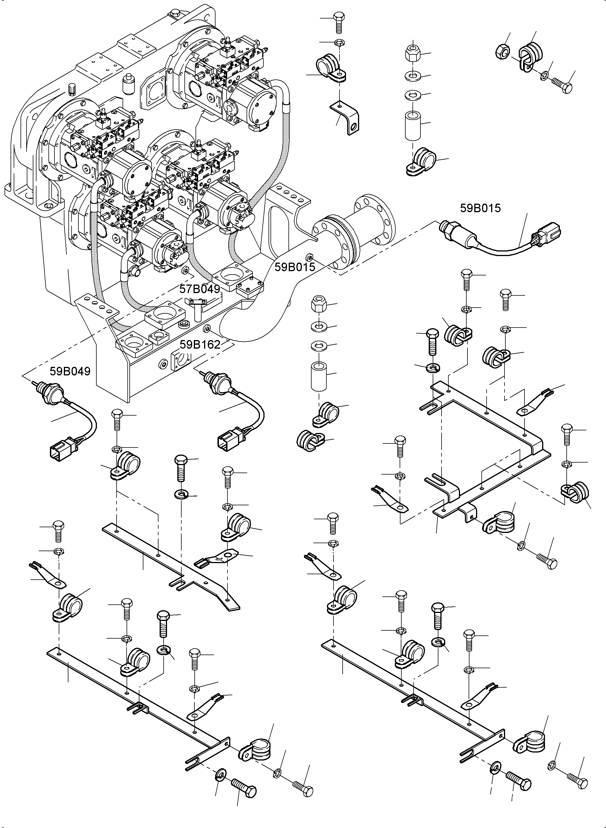 Komatsu parts book diagram for PC4000-6 S/N 08239: CABLES PUMP DISTRIBUTOR GEAR