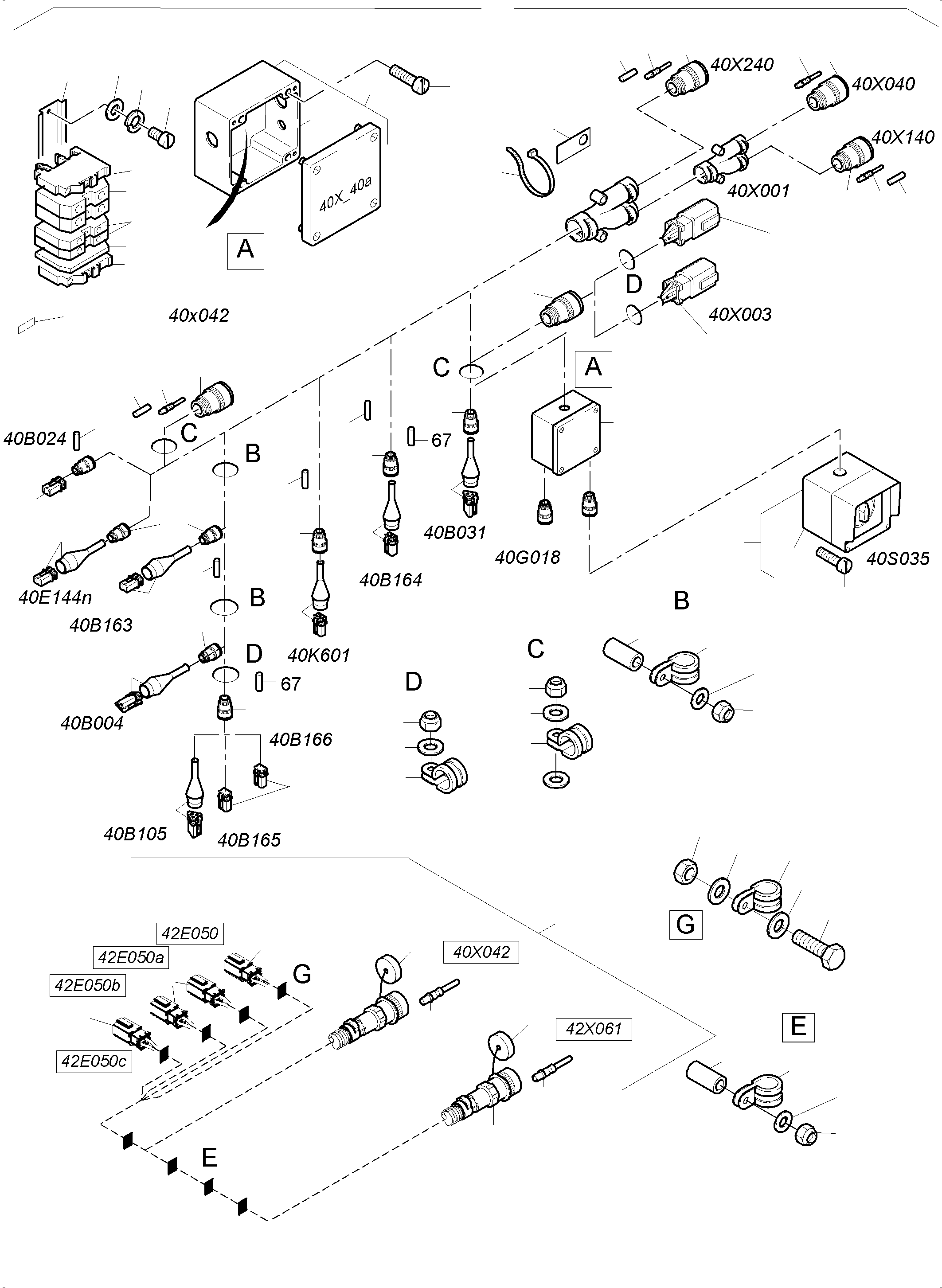 Komatsu parts book diagram for PC4000-6 S/N 08239: CABLES - OIL TANK AND SWITCH - TRANSFUSING PUMP