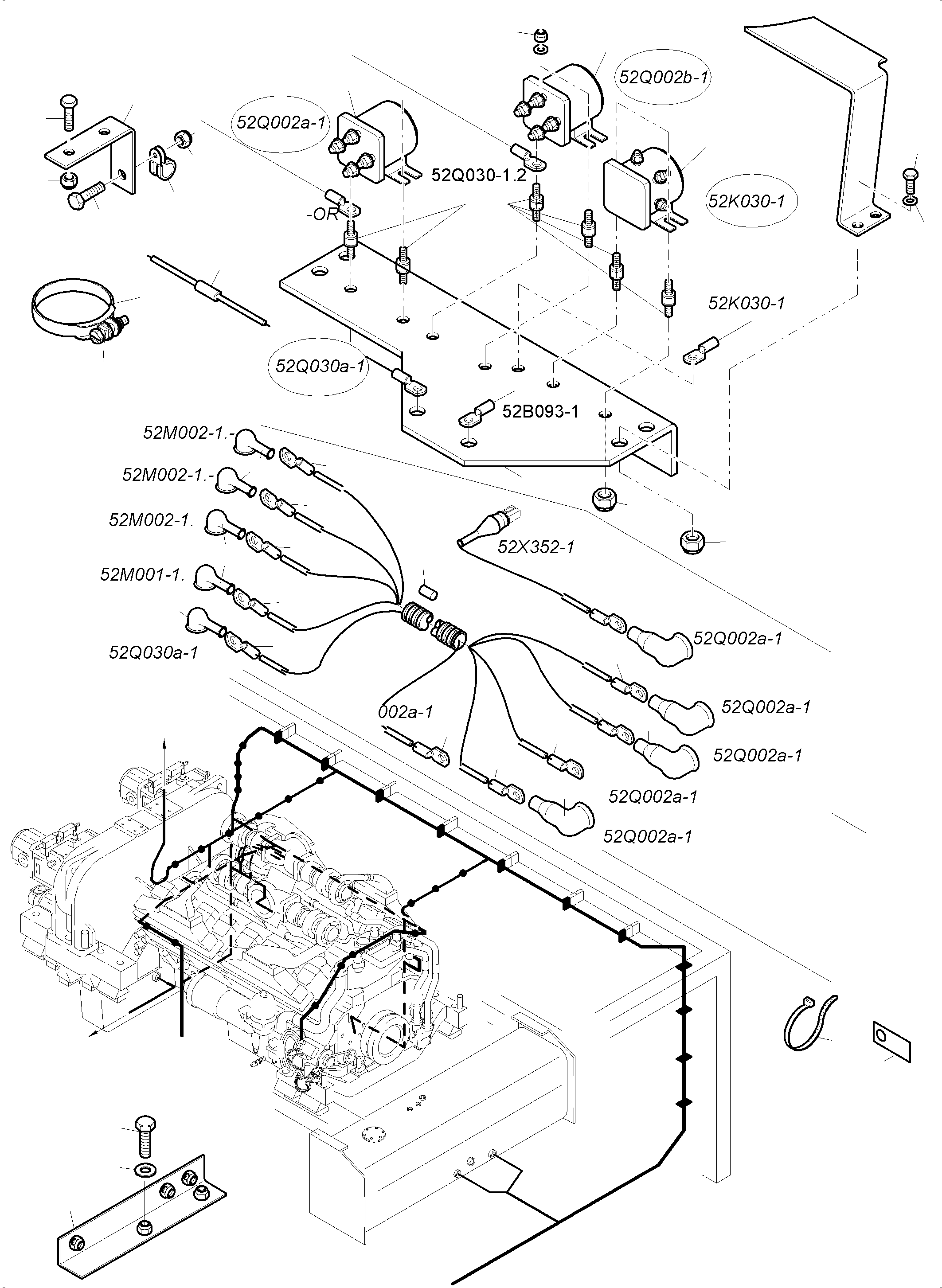 Komatsu parts book diagram for PC4000-6 S/N 08239: CABLES - ENGINE AND TRANSMITTER