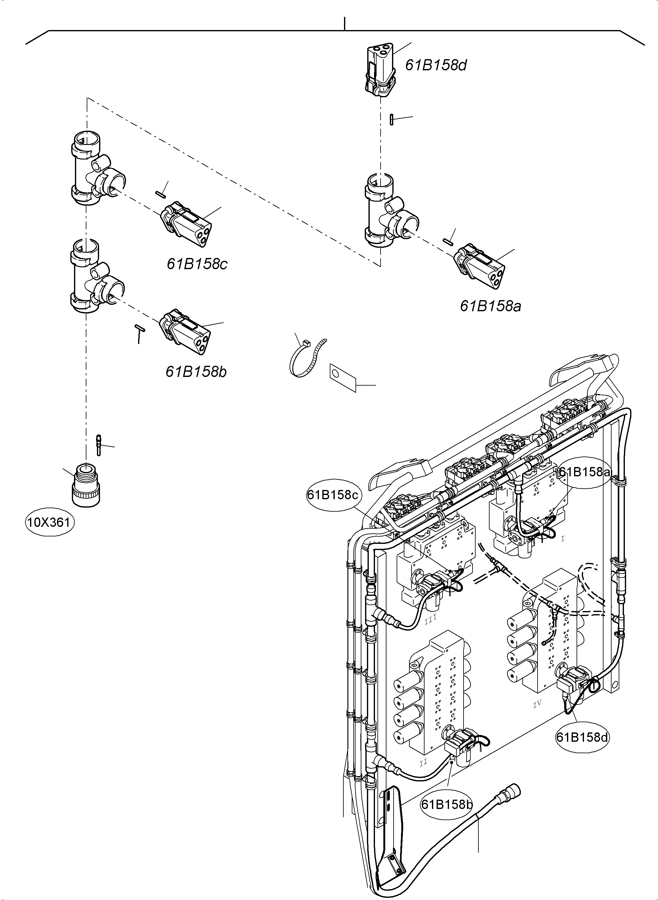Komatsu parts book diagram for PC4000-6 S/N 08239: CABLES - CONTROL BLOCKS - H.P.-FILTER