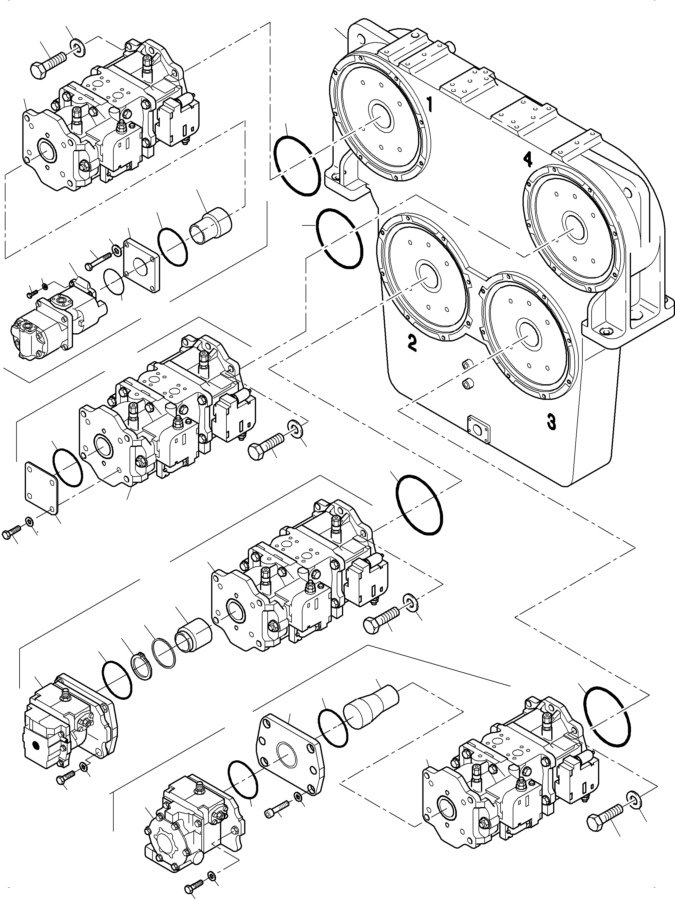Komatsu parts book diagram for PC4000-6 S/N 08239: PUMP MOUNTING; COVER PDG