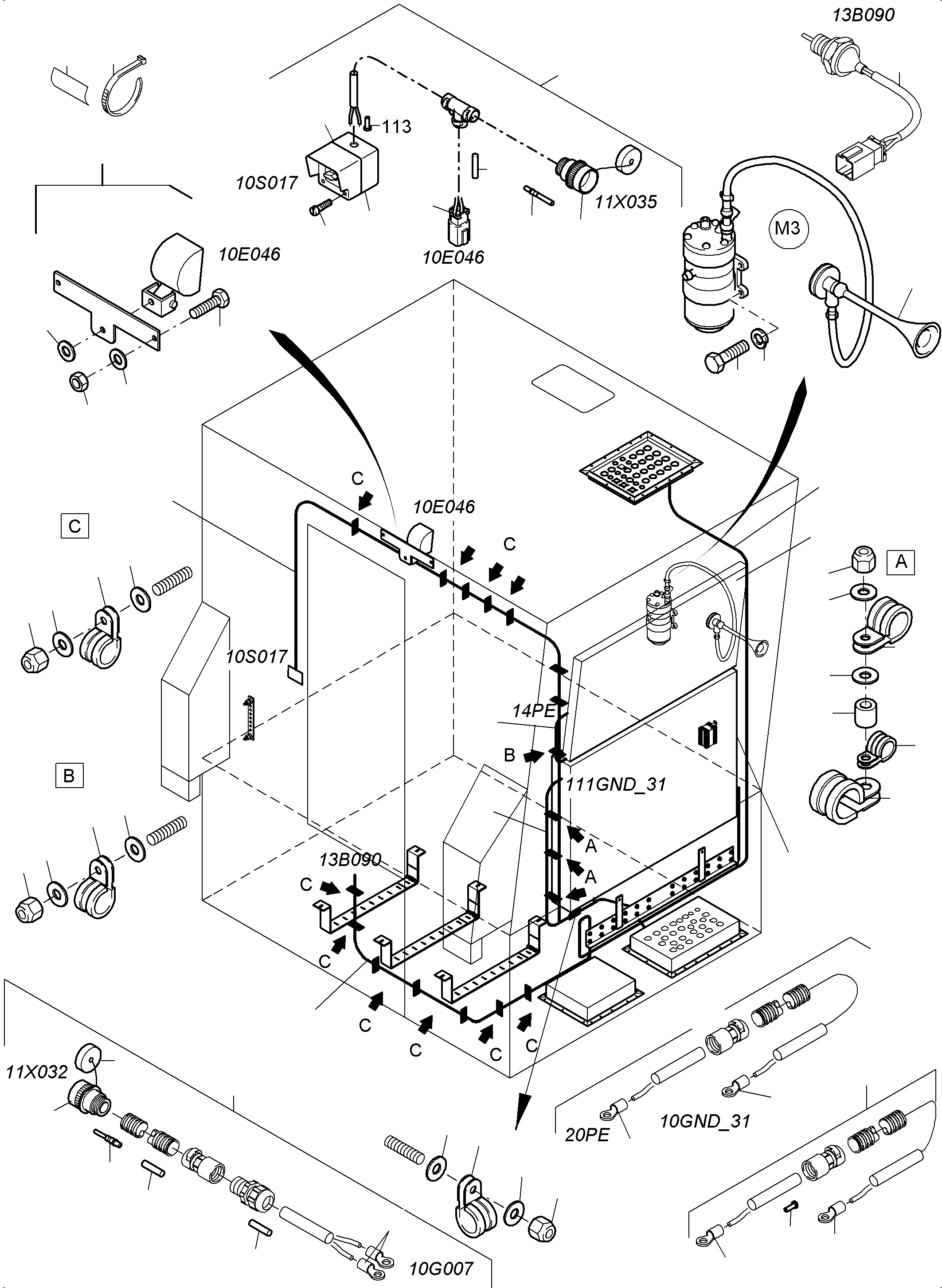 Komatsu parts book diagram for PC4000-6 S/N 08239: ELECTRIC - CAB SUPPORT