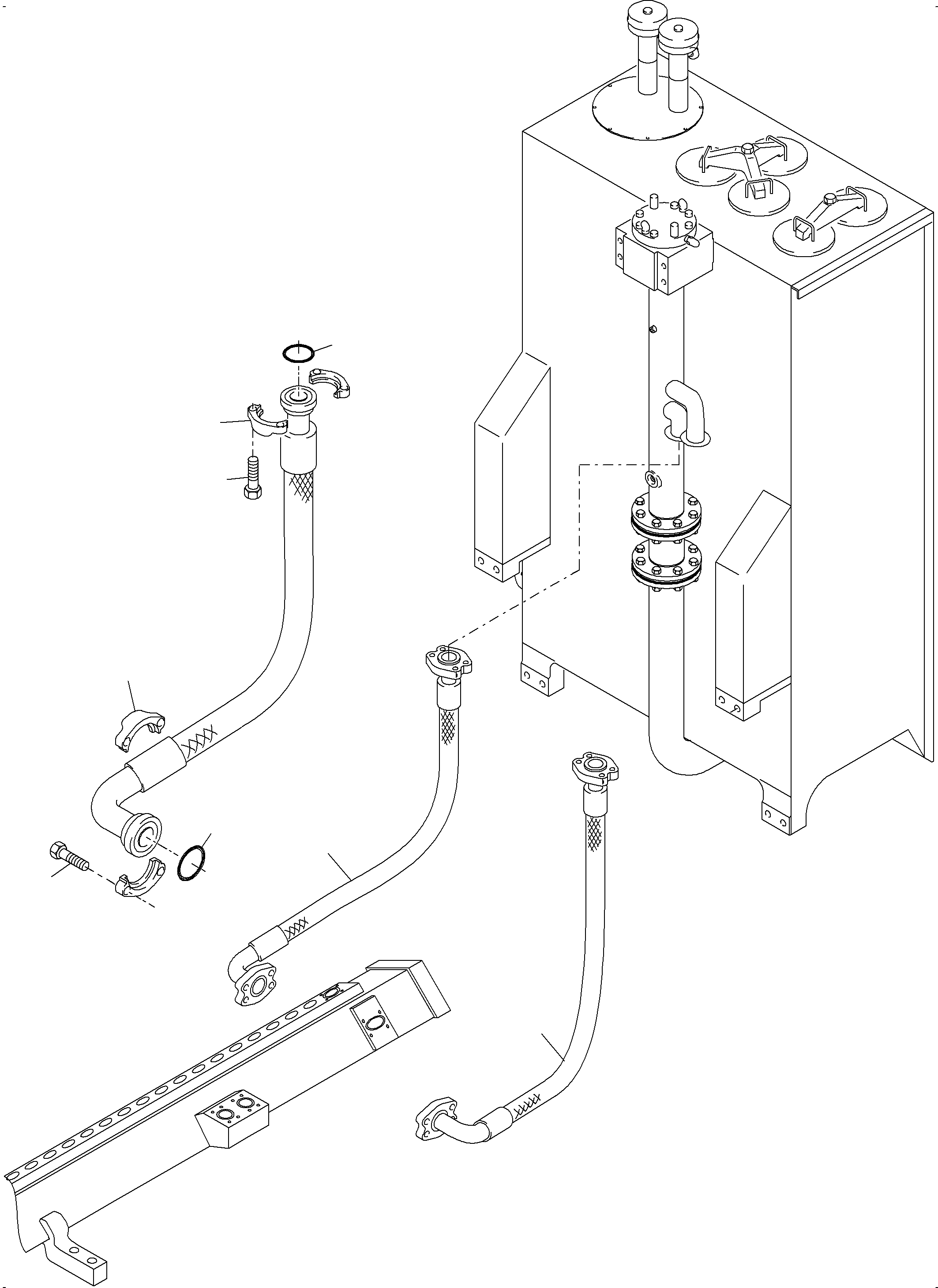 Komatsu parts book diagram for PC4000-6 S/N 08239: RETURN LINES - CONTROL BLOCK, - TANK