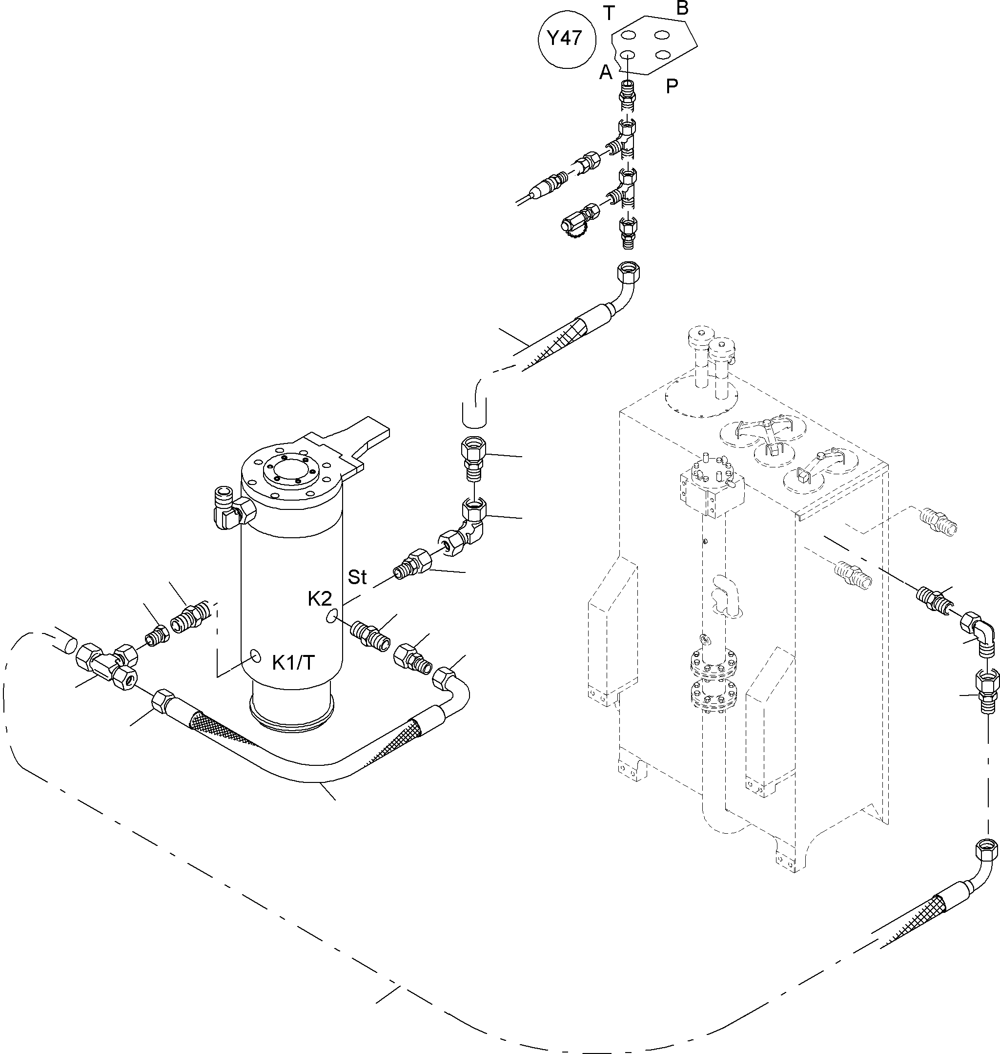 Komatsu parts book diagram for PC4000-6 S/N 08241: HYDRAULIC LINES, ROTARY JOINT
