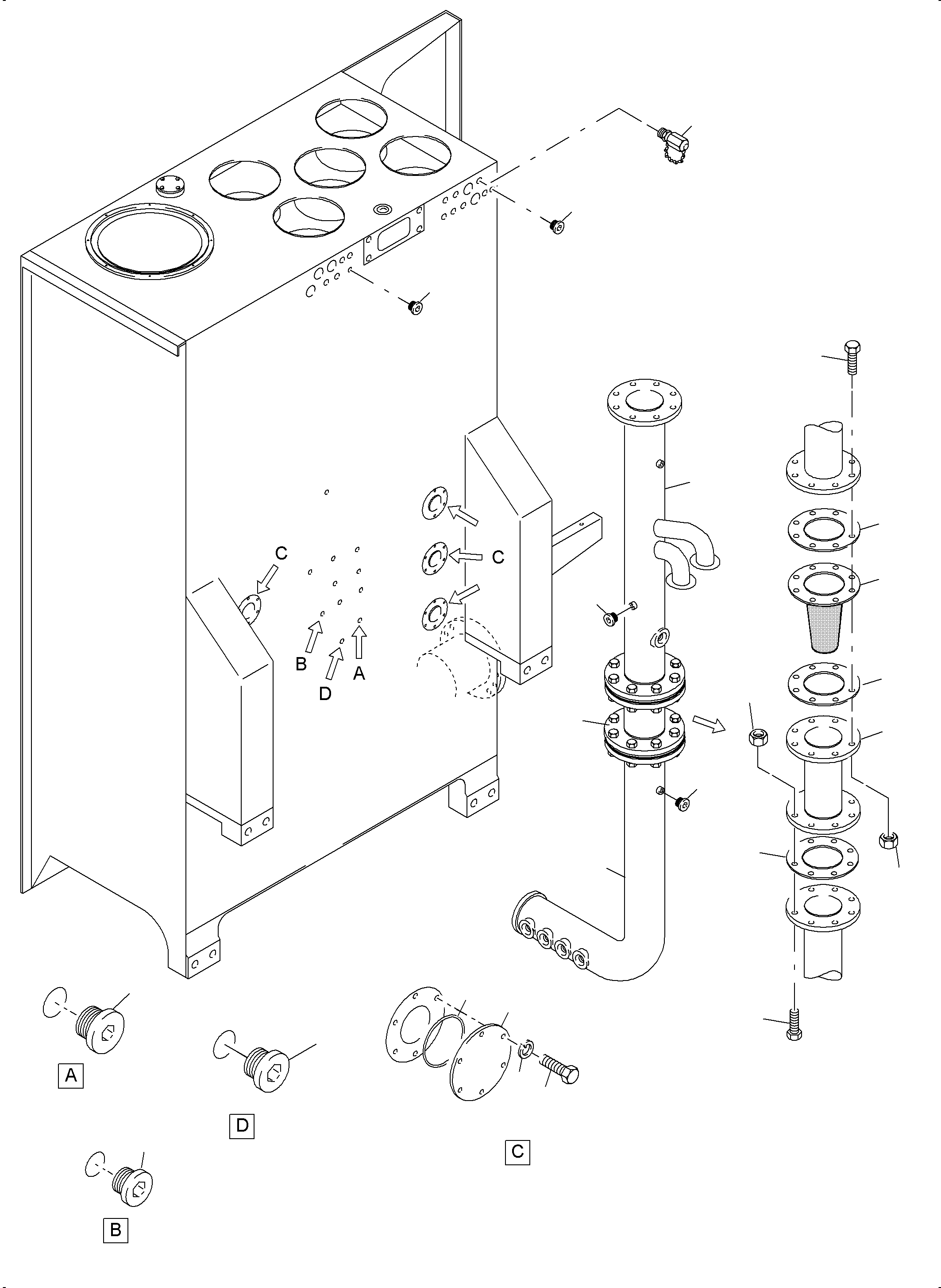 Komatsu parts book diagram for PC4000-6 S/N 08241: MAIN OIL TANK