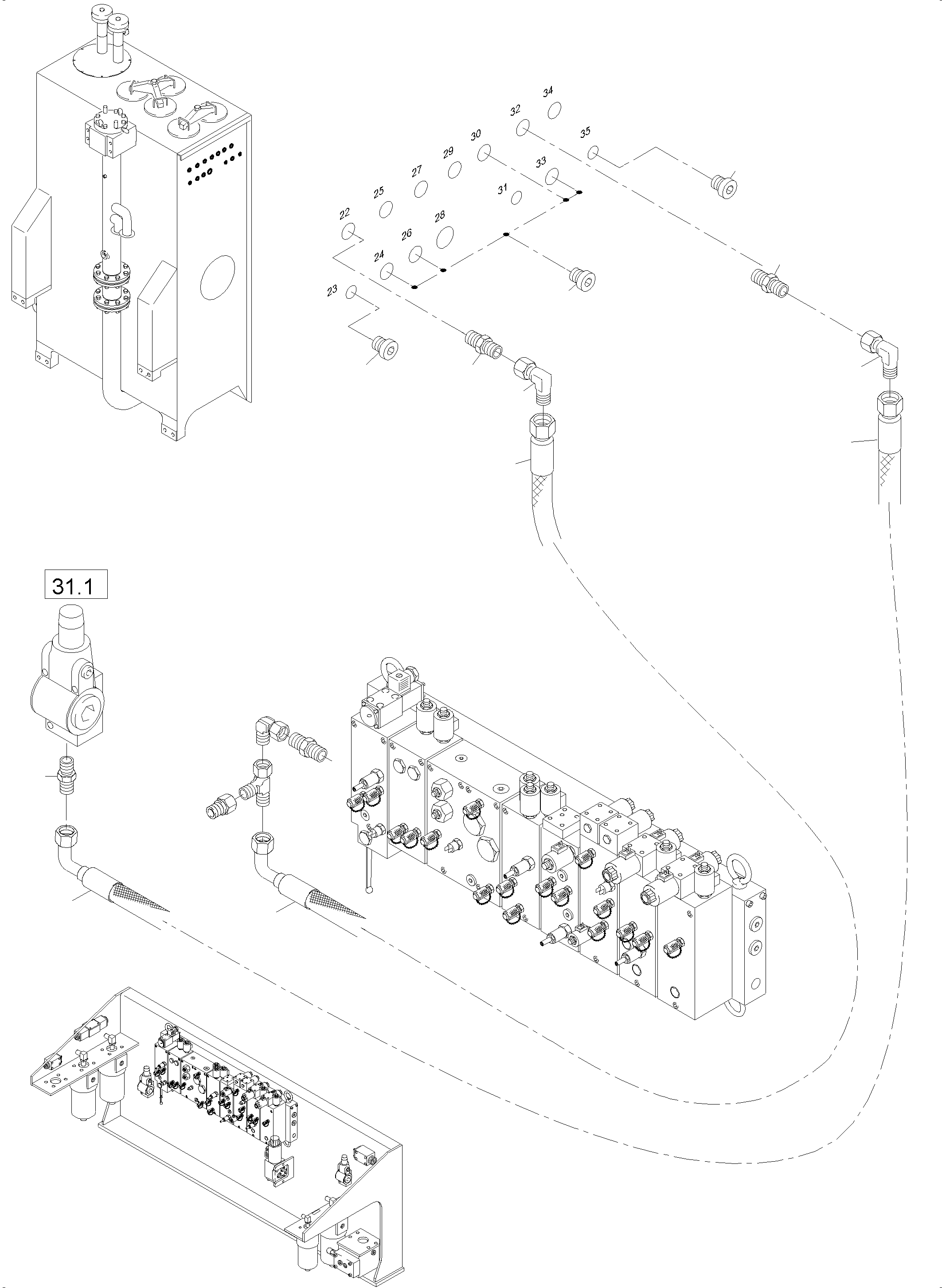 Komatsu parts book diagram for PC4000-6 S/N 08241: TANK LINES CONTROL- AND FILTER PLATE
