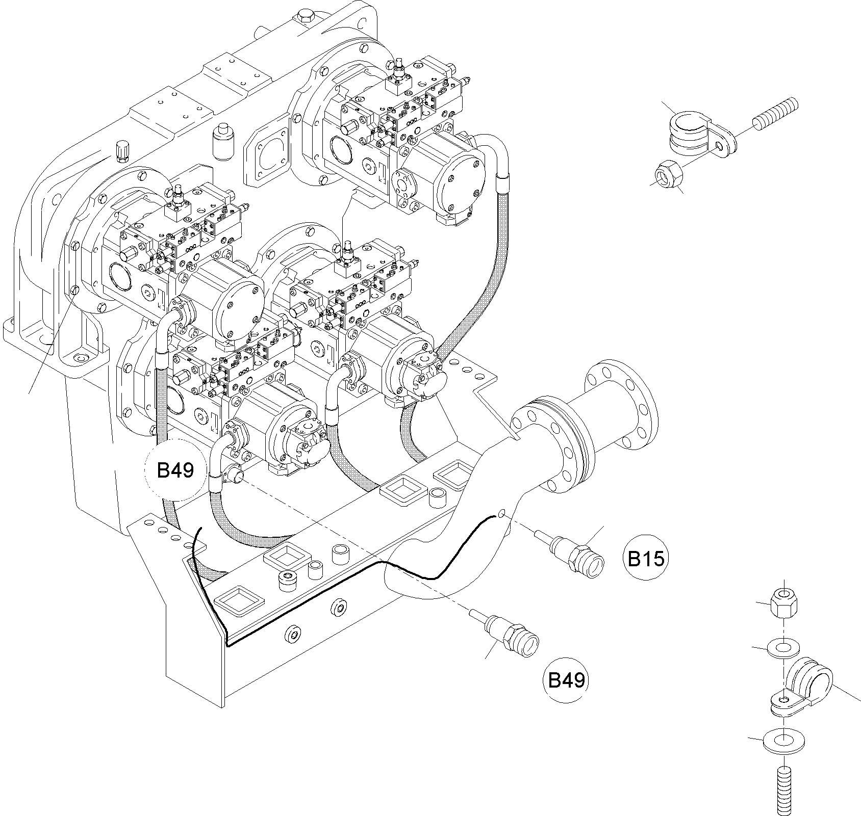 Komatsu parts book diagram for PC4000-6 S/N 08241: CABLES - PUMP DISTRIBUTOR GEAR