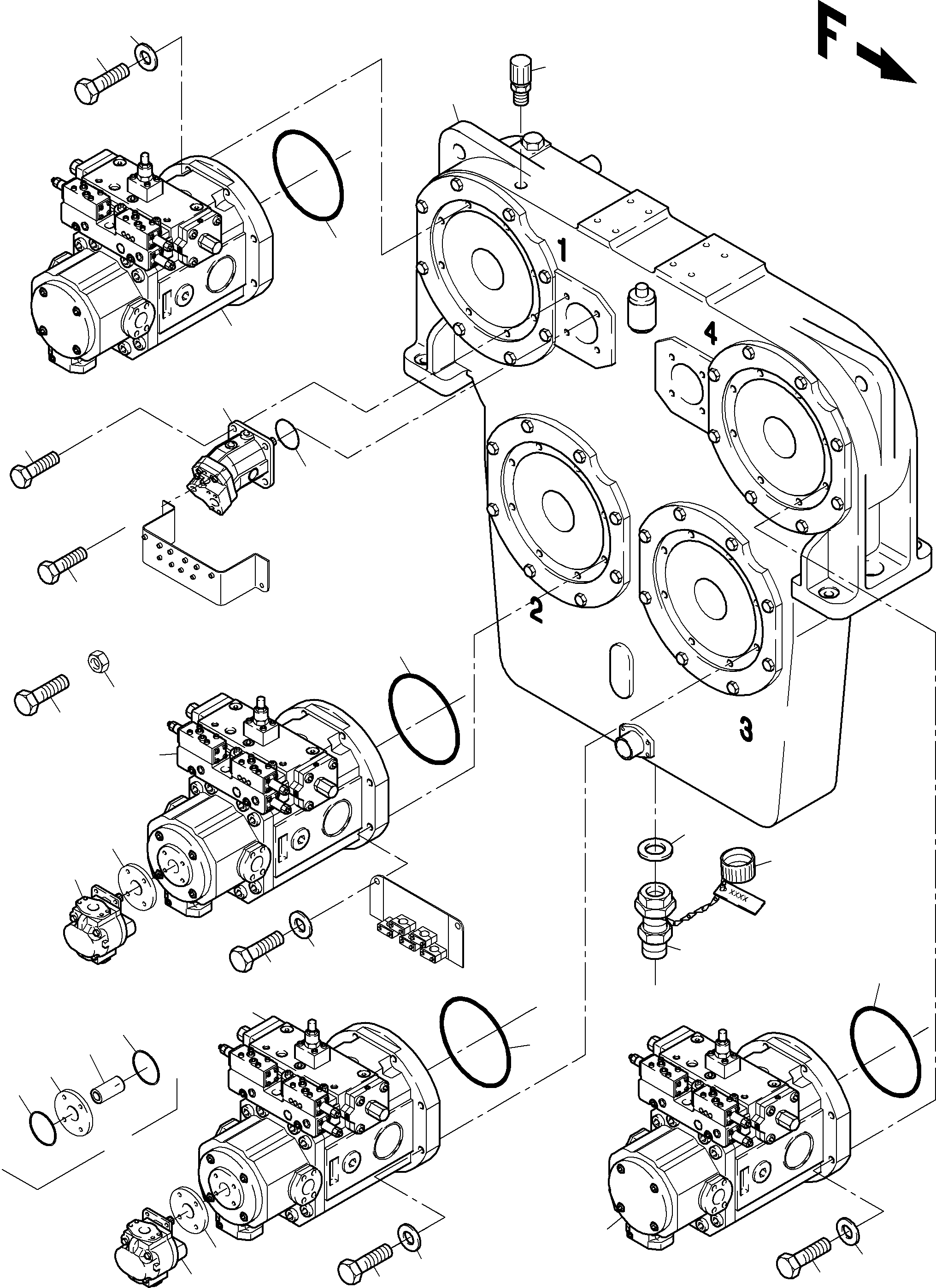 Komatsu parts book diagram for PC4000-6 S/N 08241: PUMP MOUNTING 50HZ; COVER PDG