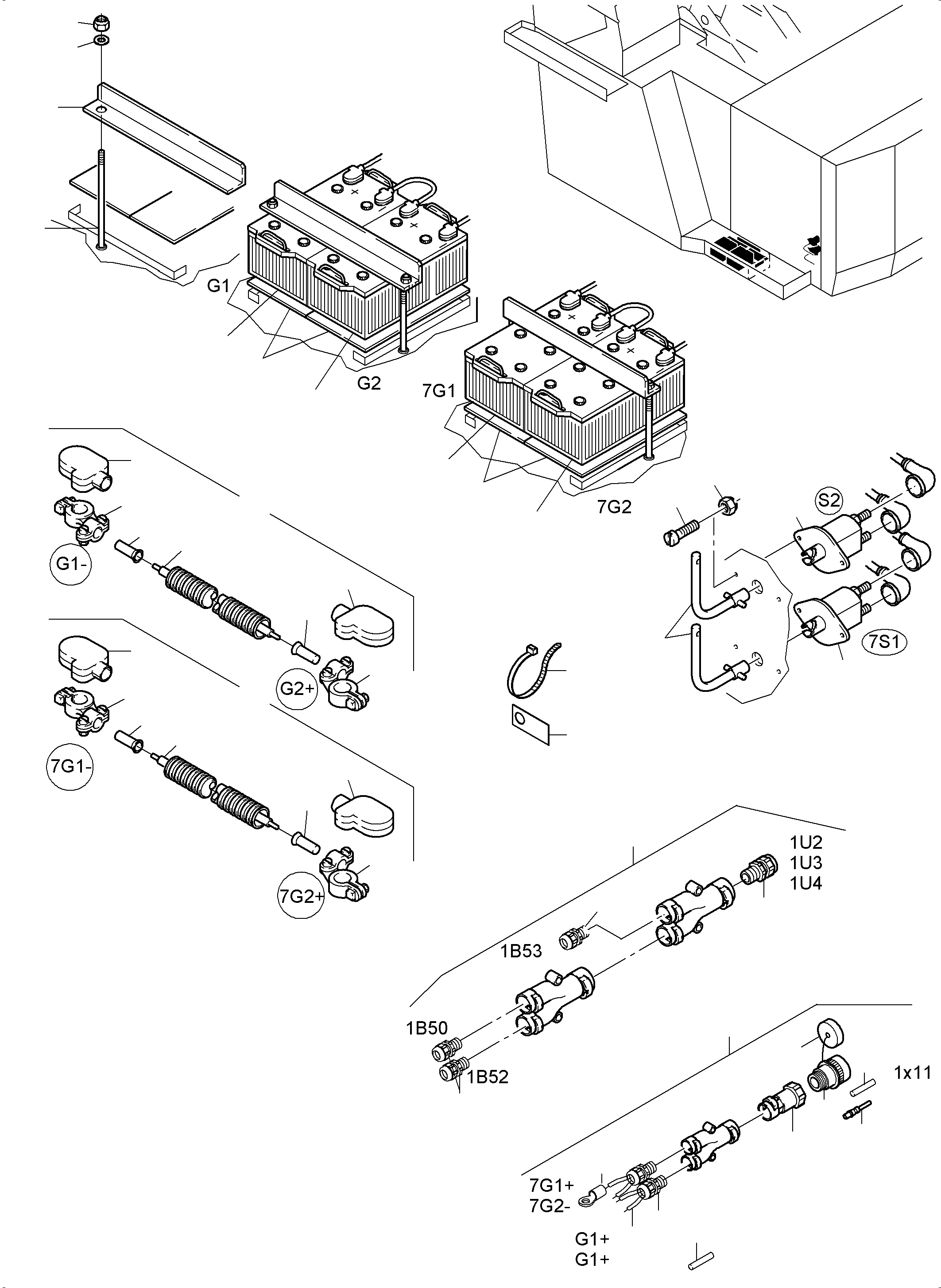 Komatsu parts book diagram for PC4000-6 S/N 08241: BATTERIES WITH CABLES