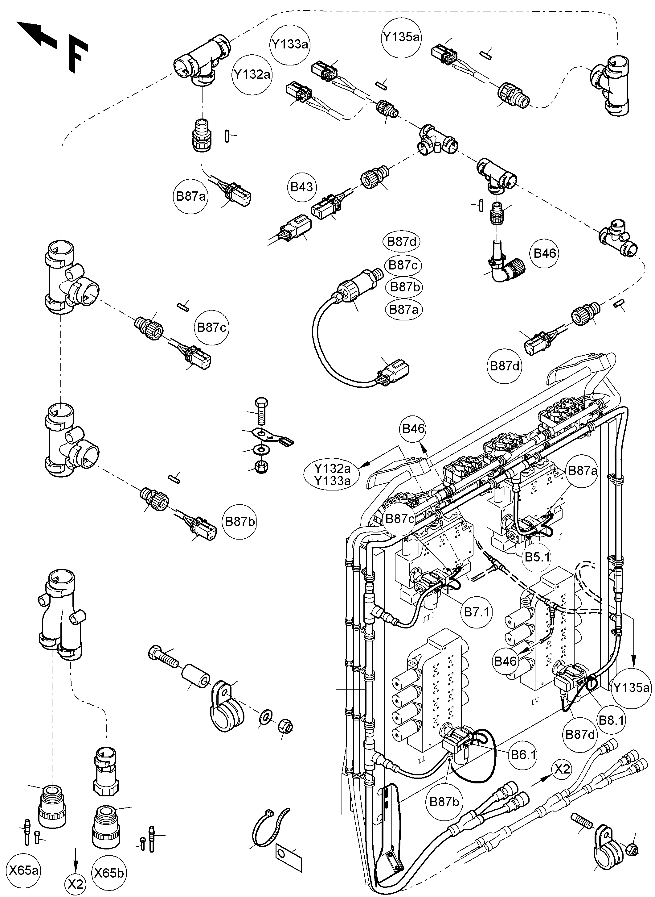 Komatsu parts book diagram for PC4000-6 S/N 08241: CABLES - CONTROL BLOCKS - H.P.-FILTER
