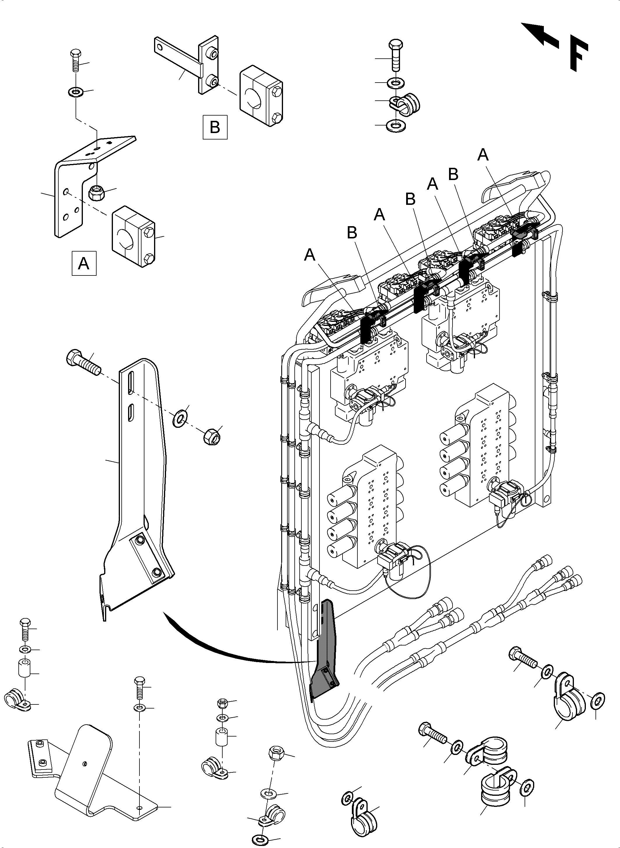 Komatsu parts book diagram for PC4000-6 S/N 08241: CABLES - CONTROL BLOCKS - H.P.-FILTER