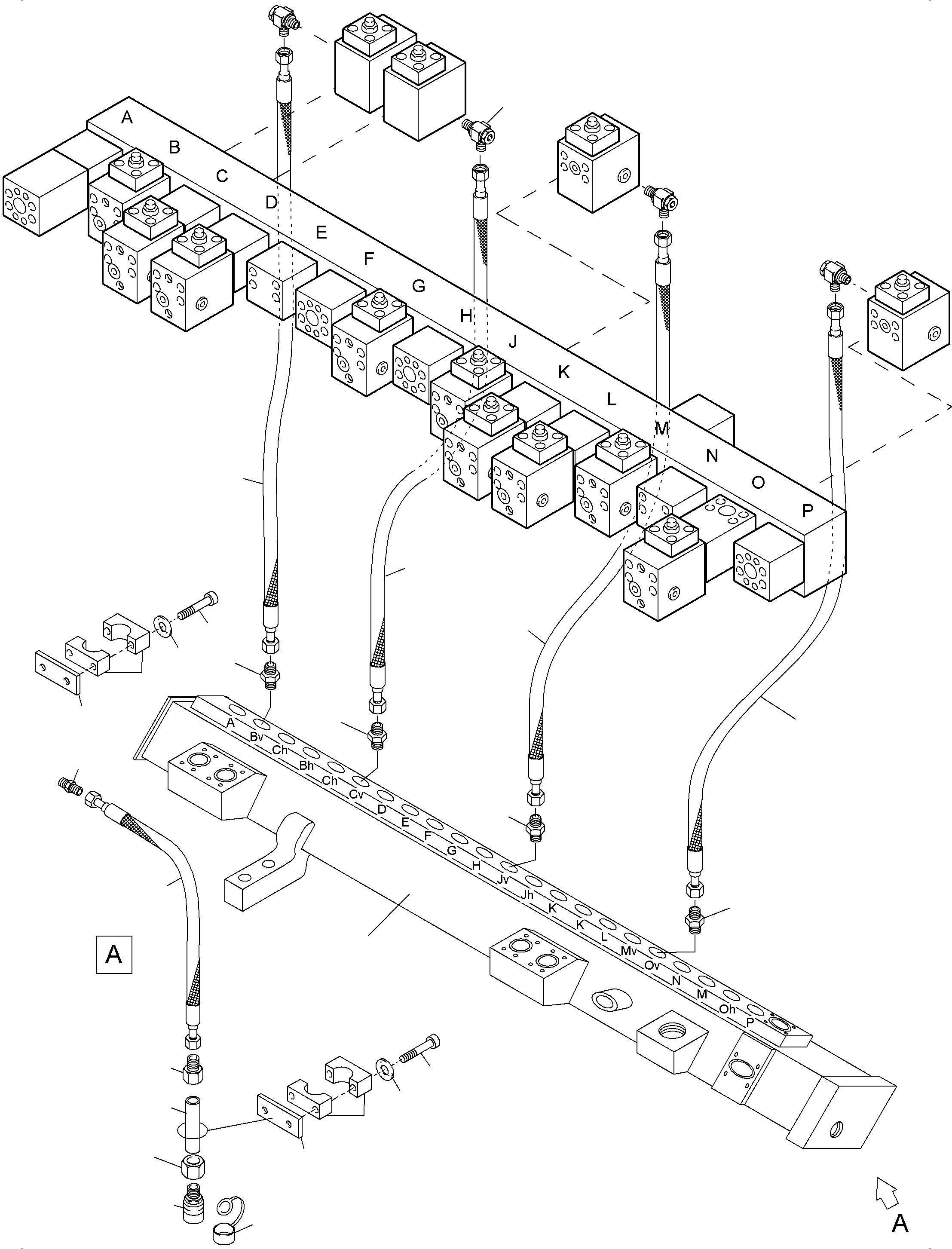 Komatsu parts book diagram for PC4000-6 S/N 08241: RETURN LINES - MAINFOLD (BBE)
