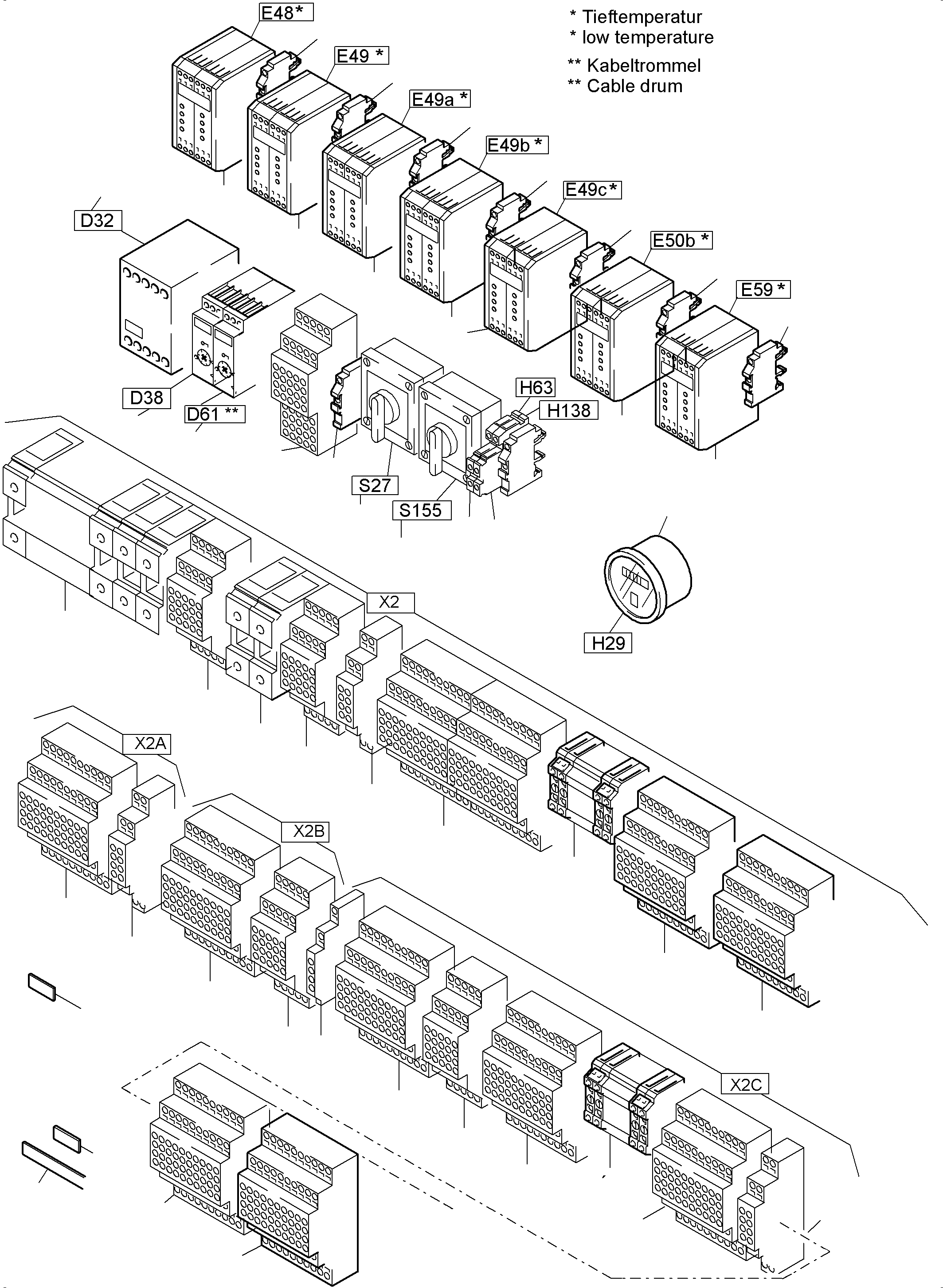 Komatsu parts book diagram for PC4000-6 S/N 08241: SWITCH FRAMING X2