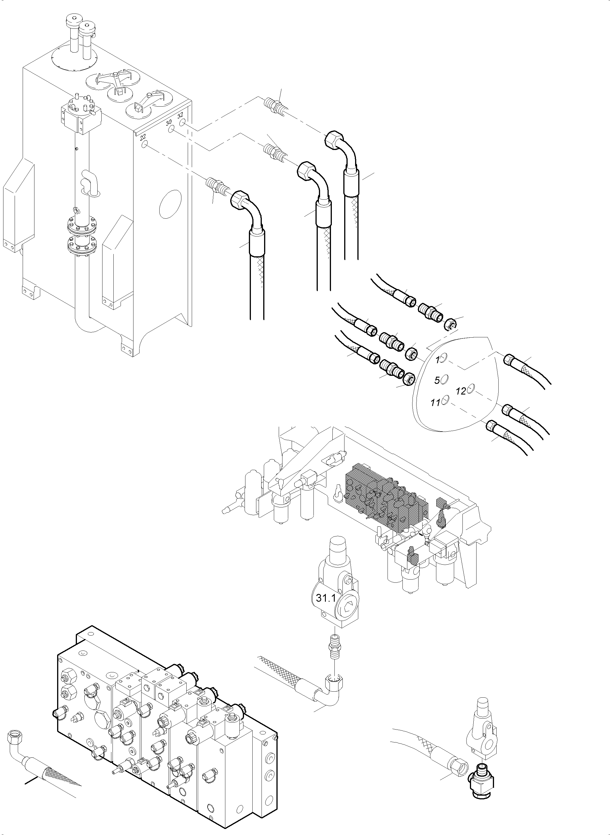 Komatsu parts book diagram for PC4000-6 S/N 08248: TANK LINES CONTROL- AND FILTER PLATE