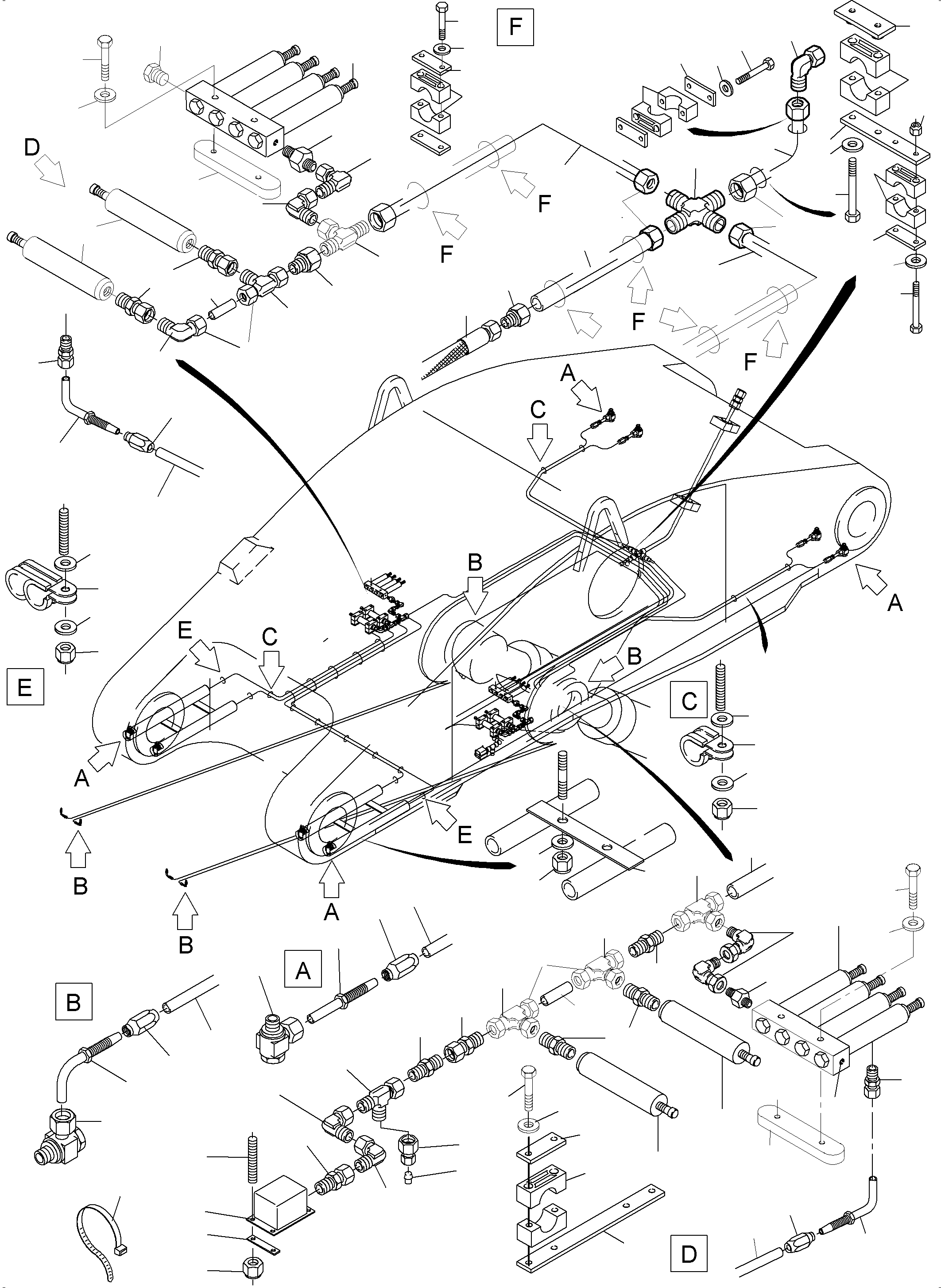 Komatsu parts book diagram for PC4000-6 S/N 08248: STICK - CENTRAL LUBRICATION