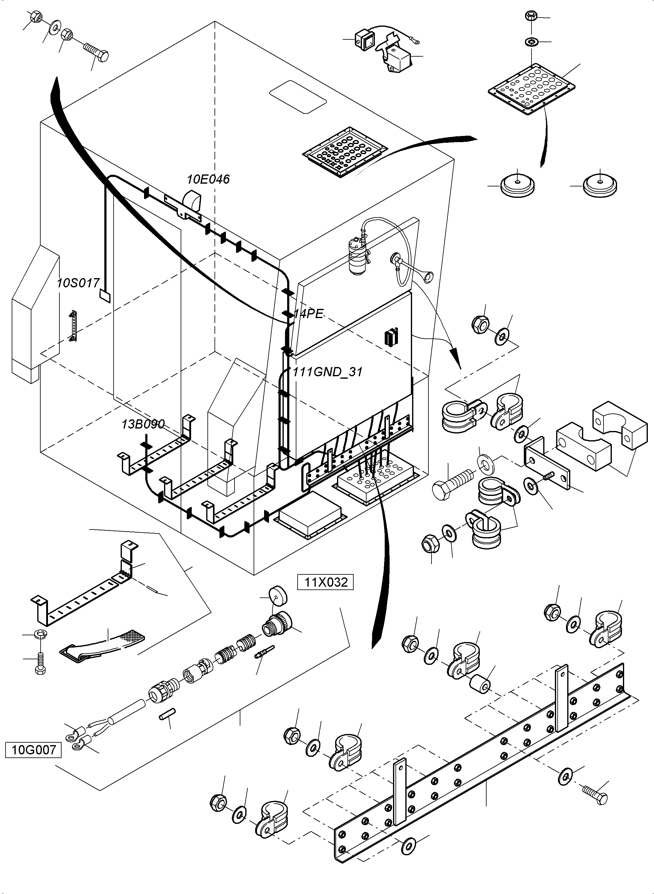 Komatsu parts book diagram for PC4000-6 S/N 08248: ELECTRIC - CAB SUPPORT