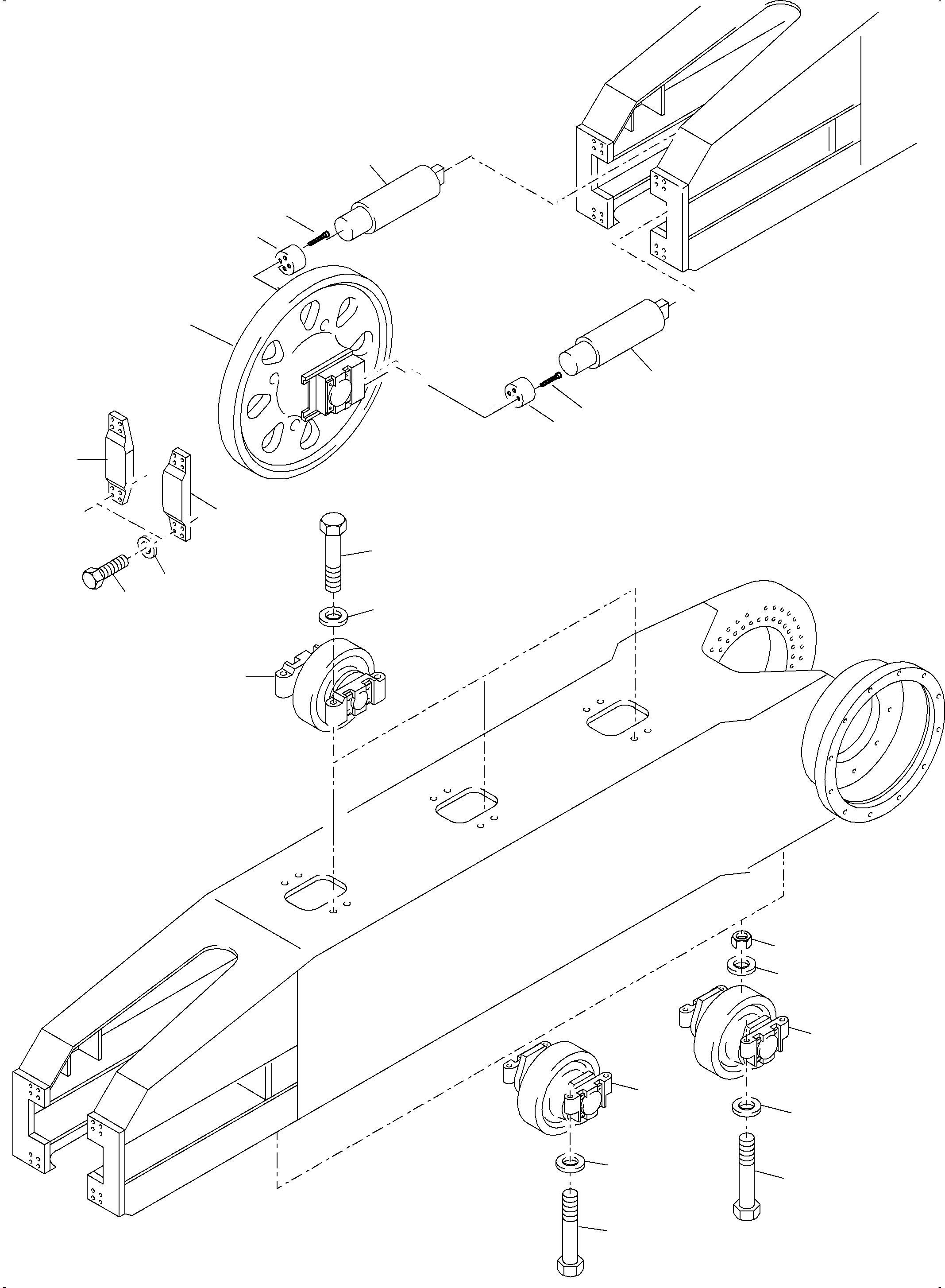 Komatsu parts book diagram for PC4000-6 S/N 08248: TRACK GROUP - IDLER SIDE RI + LE