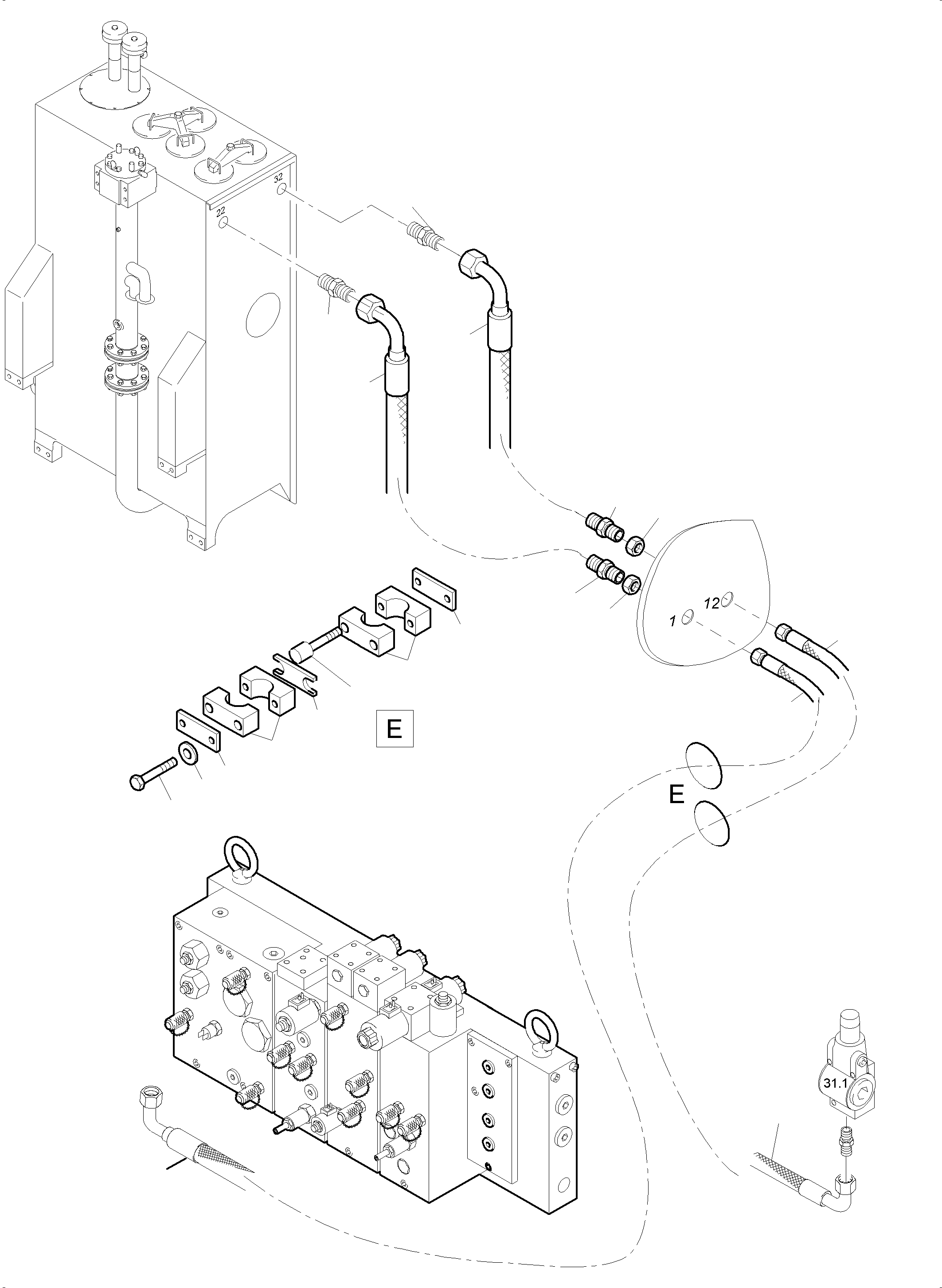 Komatsu parts book diagram for PC4000-6E S/N 08265: TANK LINES CONTROL- AND FILTER PLATE
