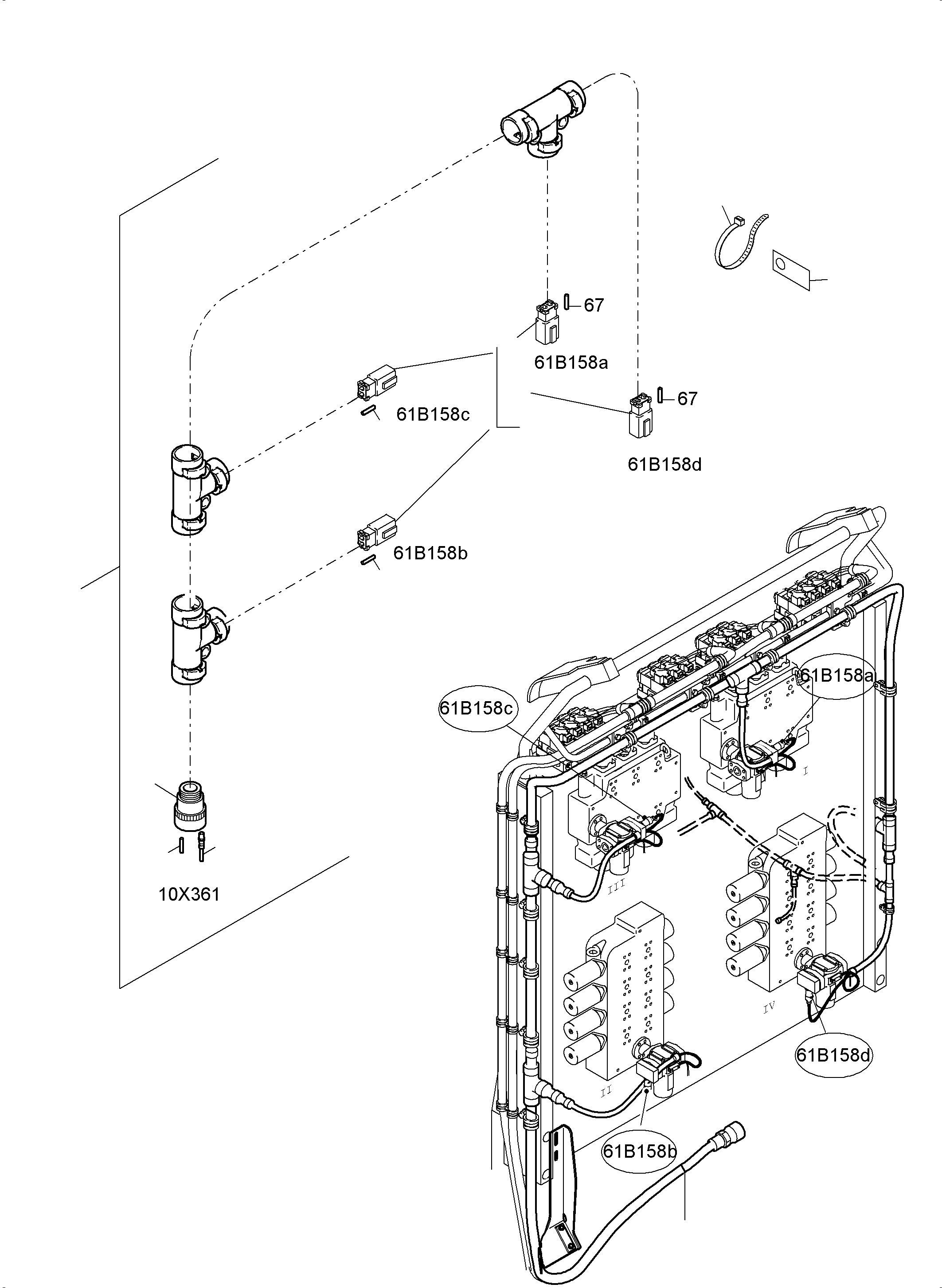 Komatsu parts book diagram for PC4000-6E S/N 08265: CABLES - CONTROL BLOCKS - H.P.-FILTER