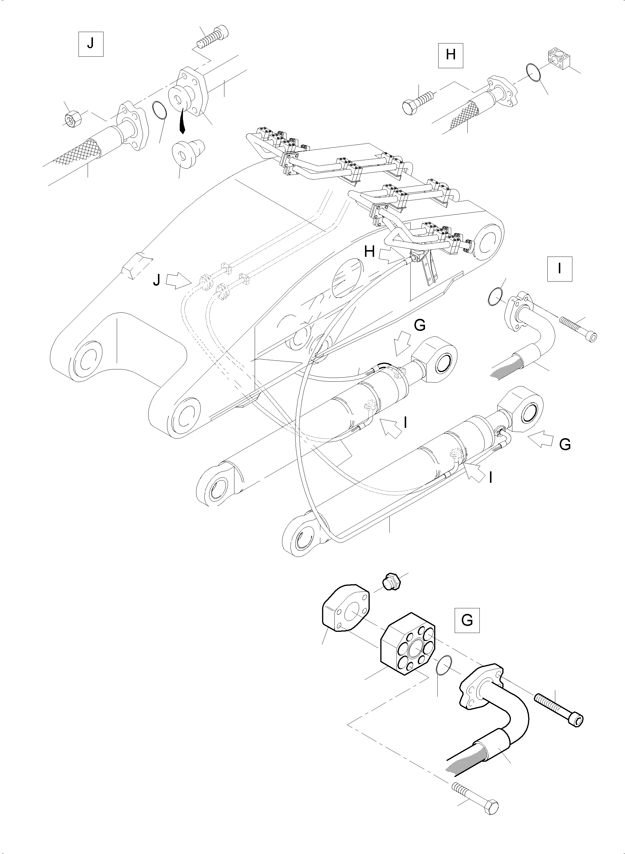 Komatsu parts book diagram for PC4000-6E S/N 08265: BULLCLAM BUCKET STICK 4,9 M