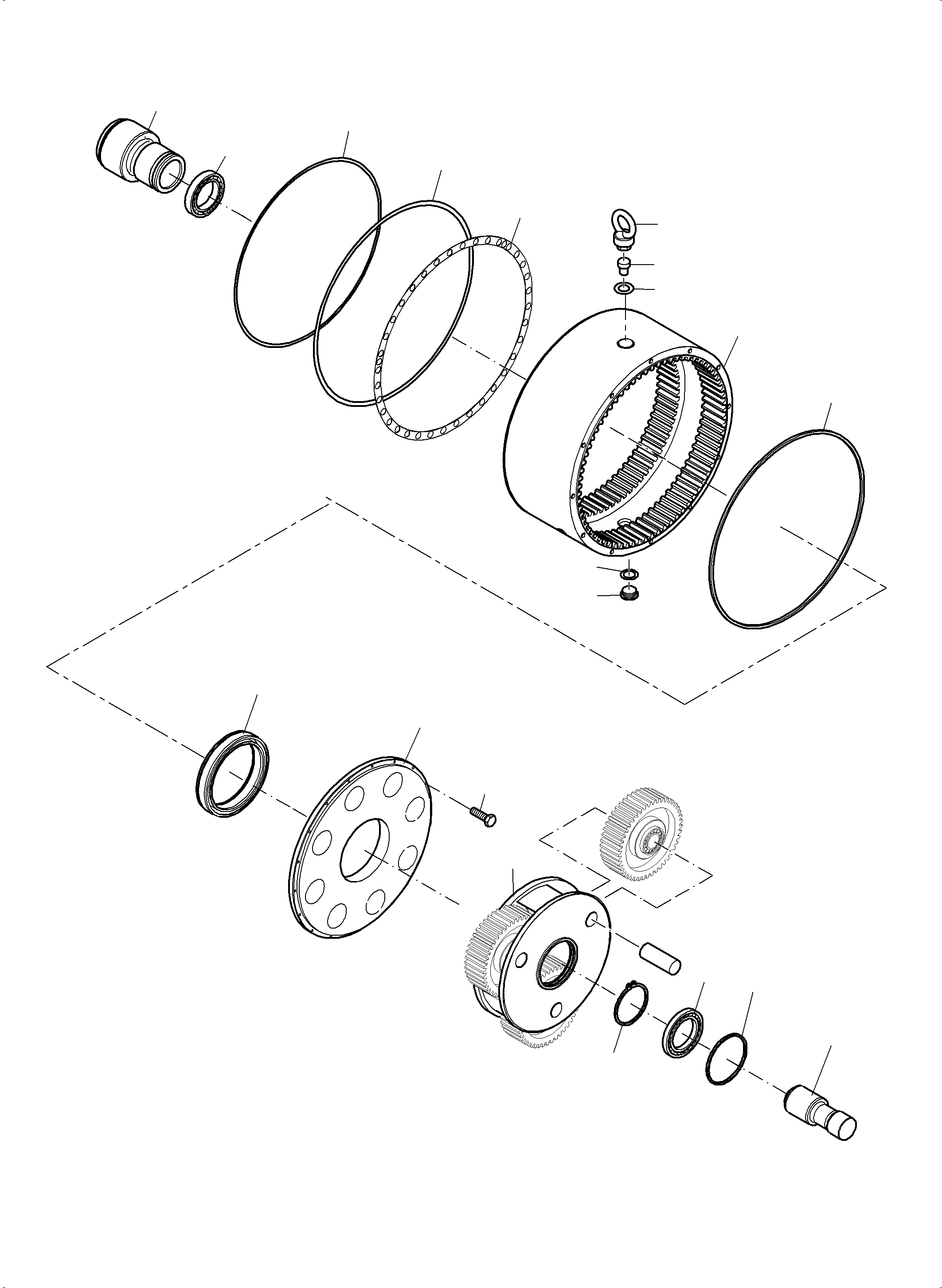 Komatsu parts book diagram for PC4000-6E S/N 08265: TRAVELLING GEAR