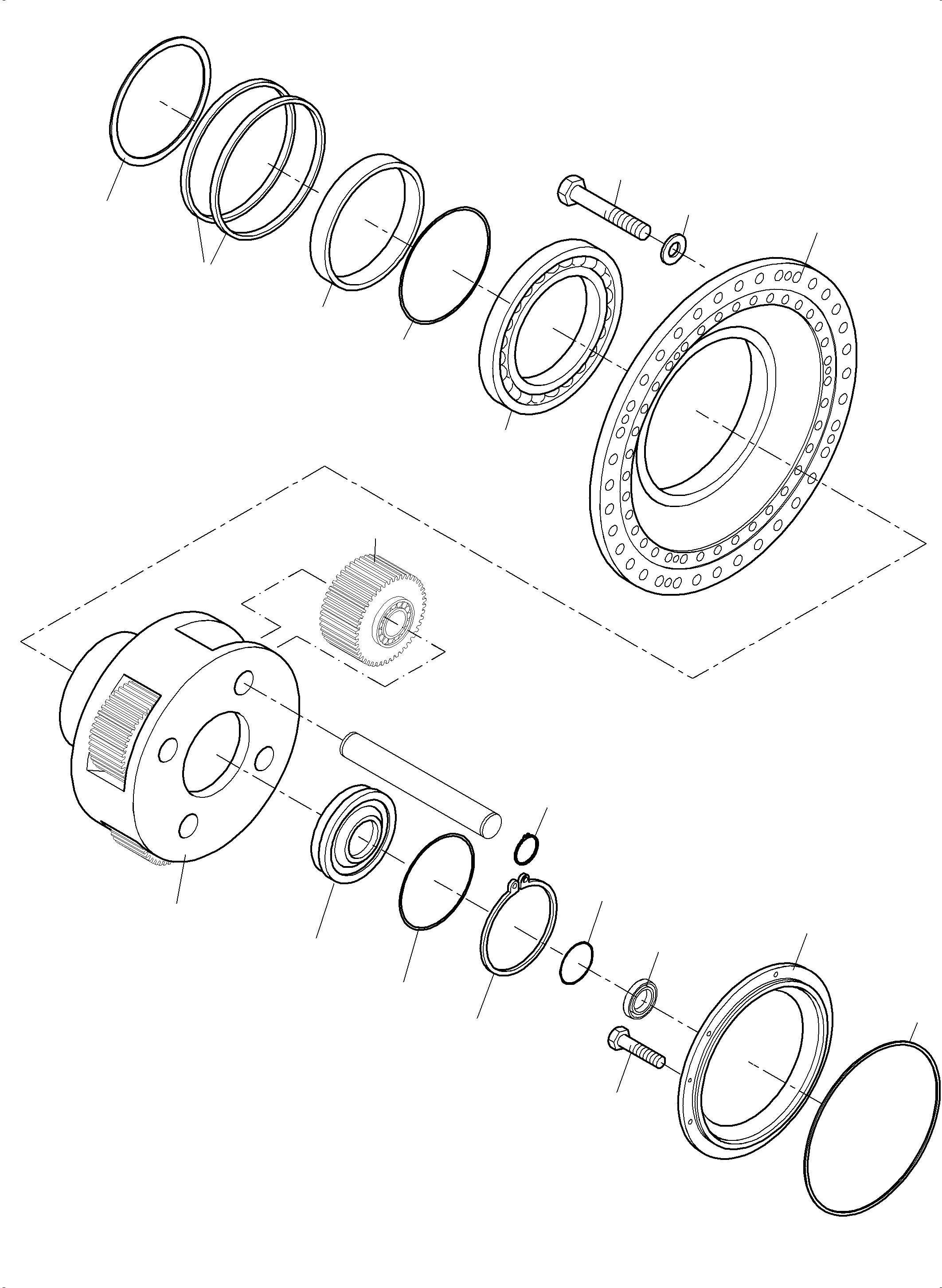 Komatsu parts book diagram for PC4000-6E S/N 08265: TRAVELLING GEAR
