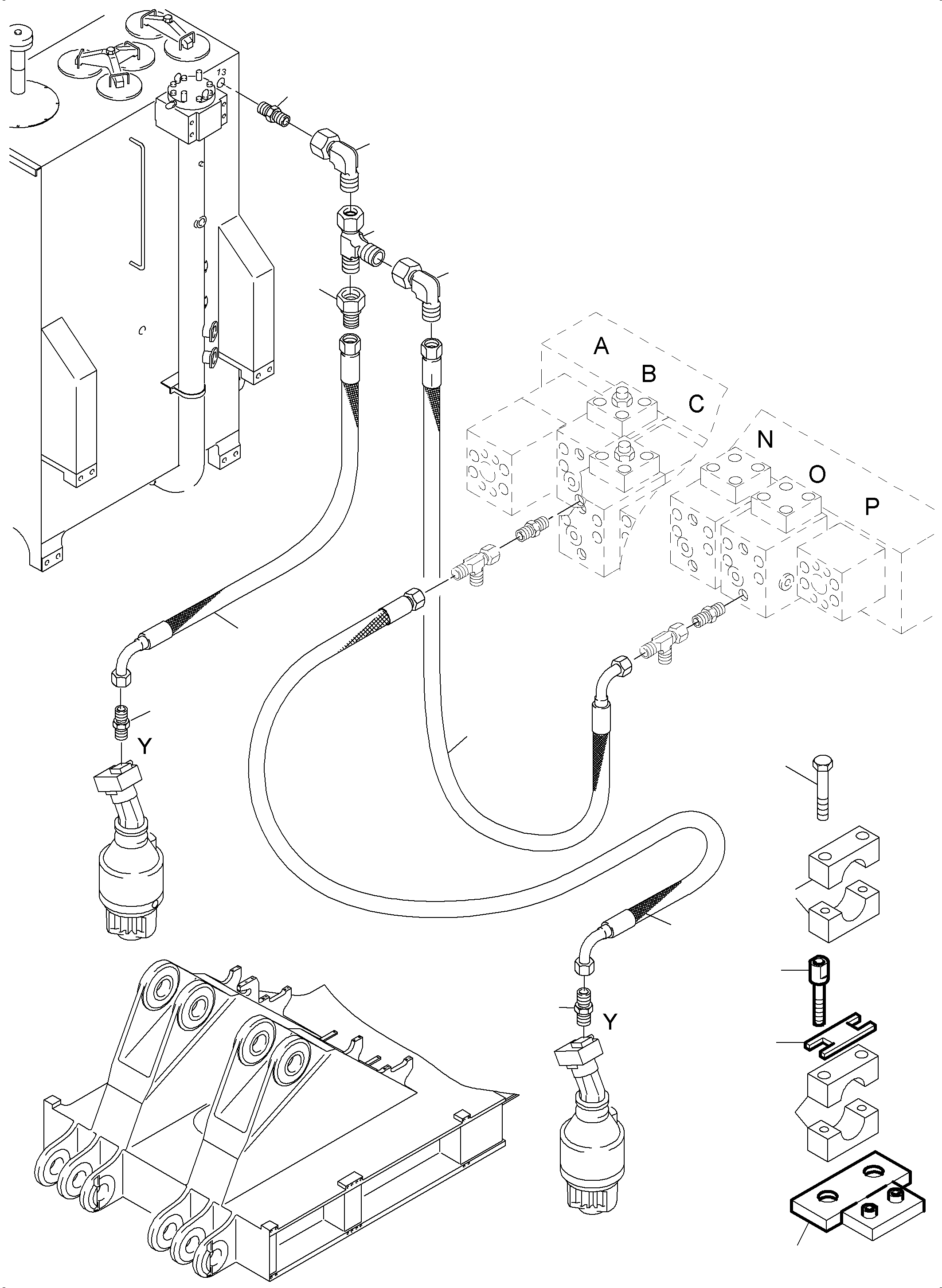 Komatsu parts book diagram for PC4000-6E S/N 08265: LINES SLEW GEAR