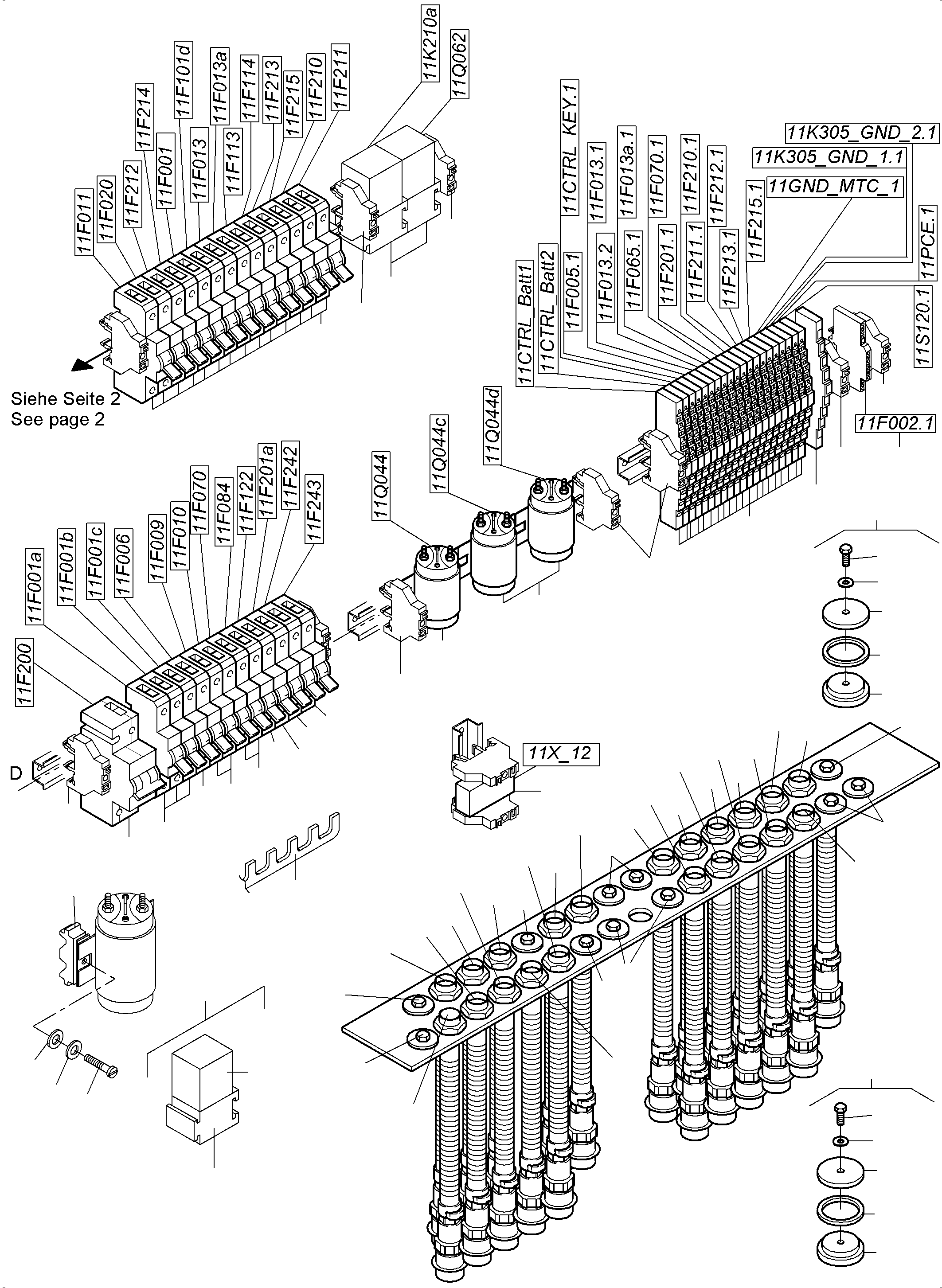 Komatsu parts book diagram for PC4000-6E S/N 08265: SWITCH FRAMING LOCATION 11