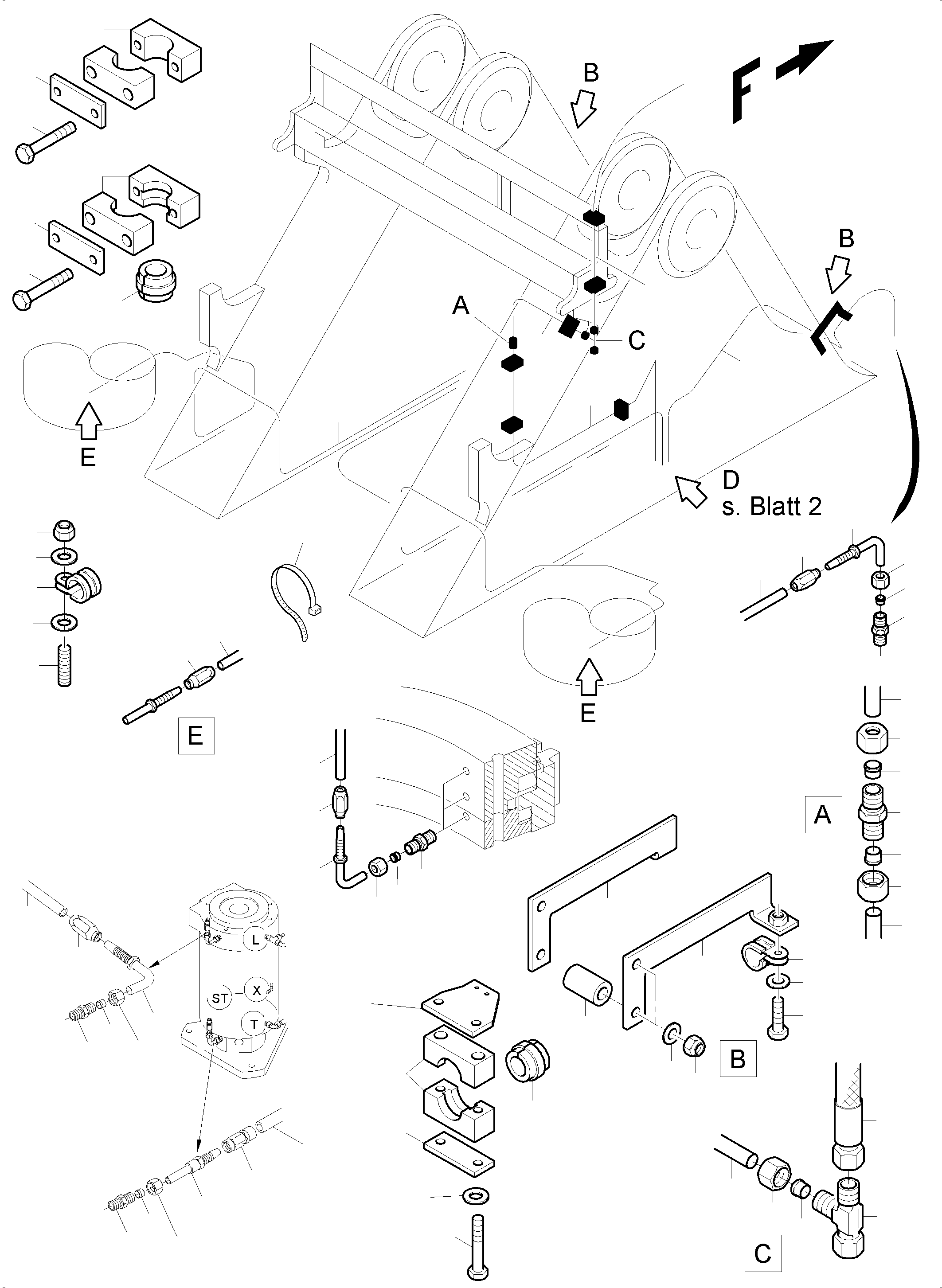 Komatsu parts book diagram for PC4000-6E S/N 08265: LUBE DISTRIBUTOR SLEW RING