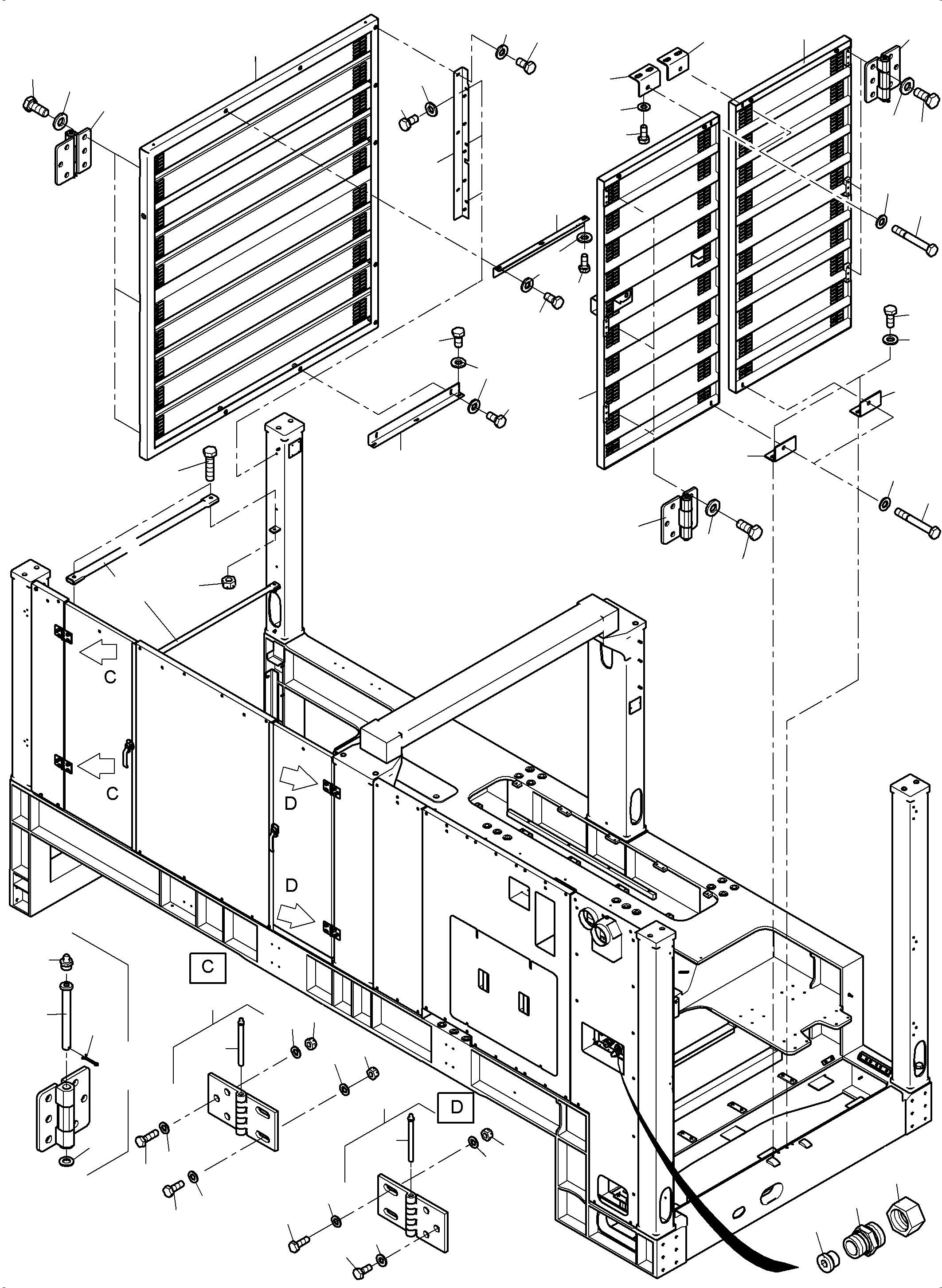 Komatsu parts book diagram for PC4000-6E S/N 08265: COVERING, ENGINE HOUSING