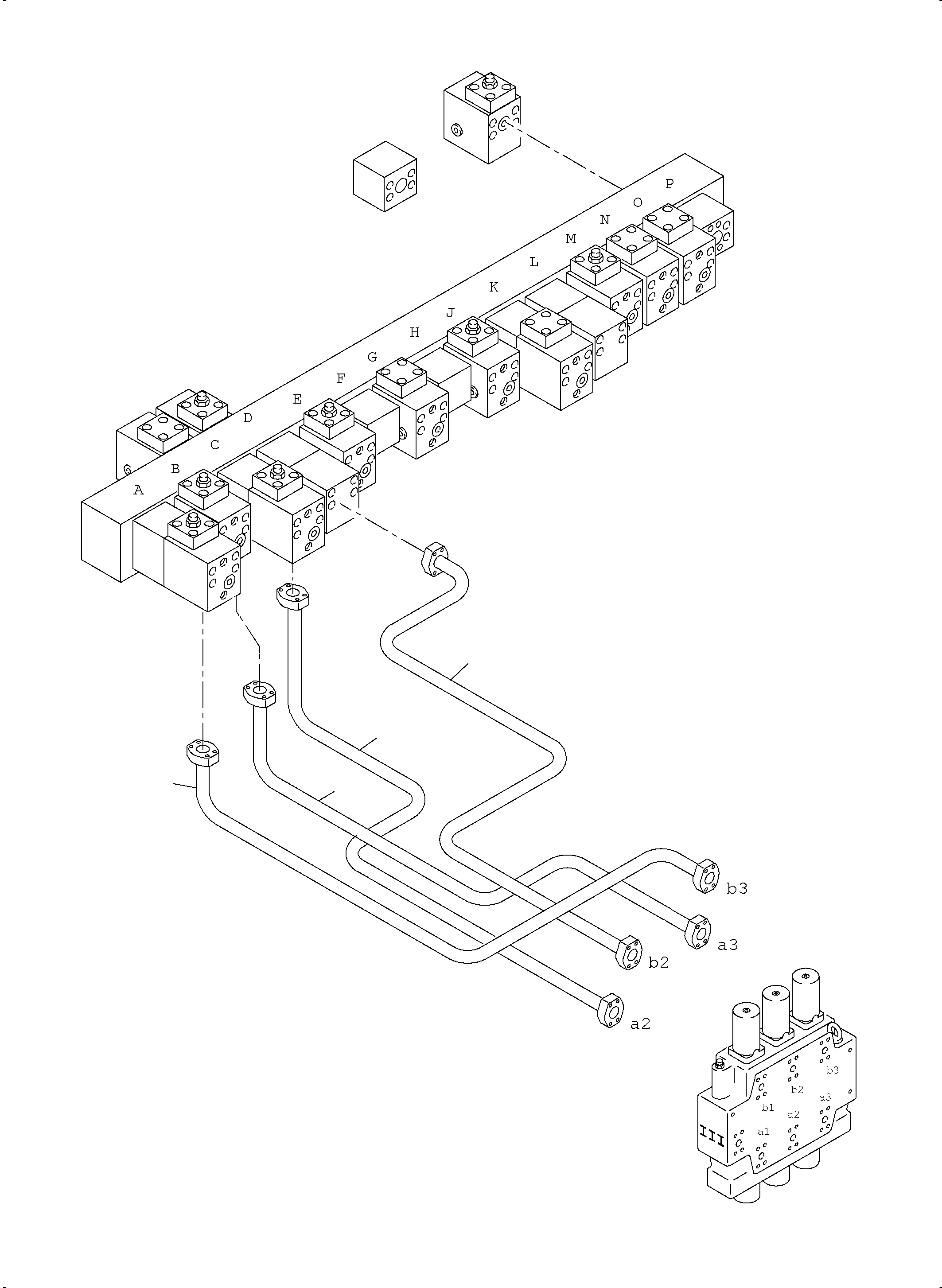 Komatsu parts book diagram for PC4000-11 S/N 08273: PRESSURE LINES CONTROL BLOCKS MAINFOLD