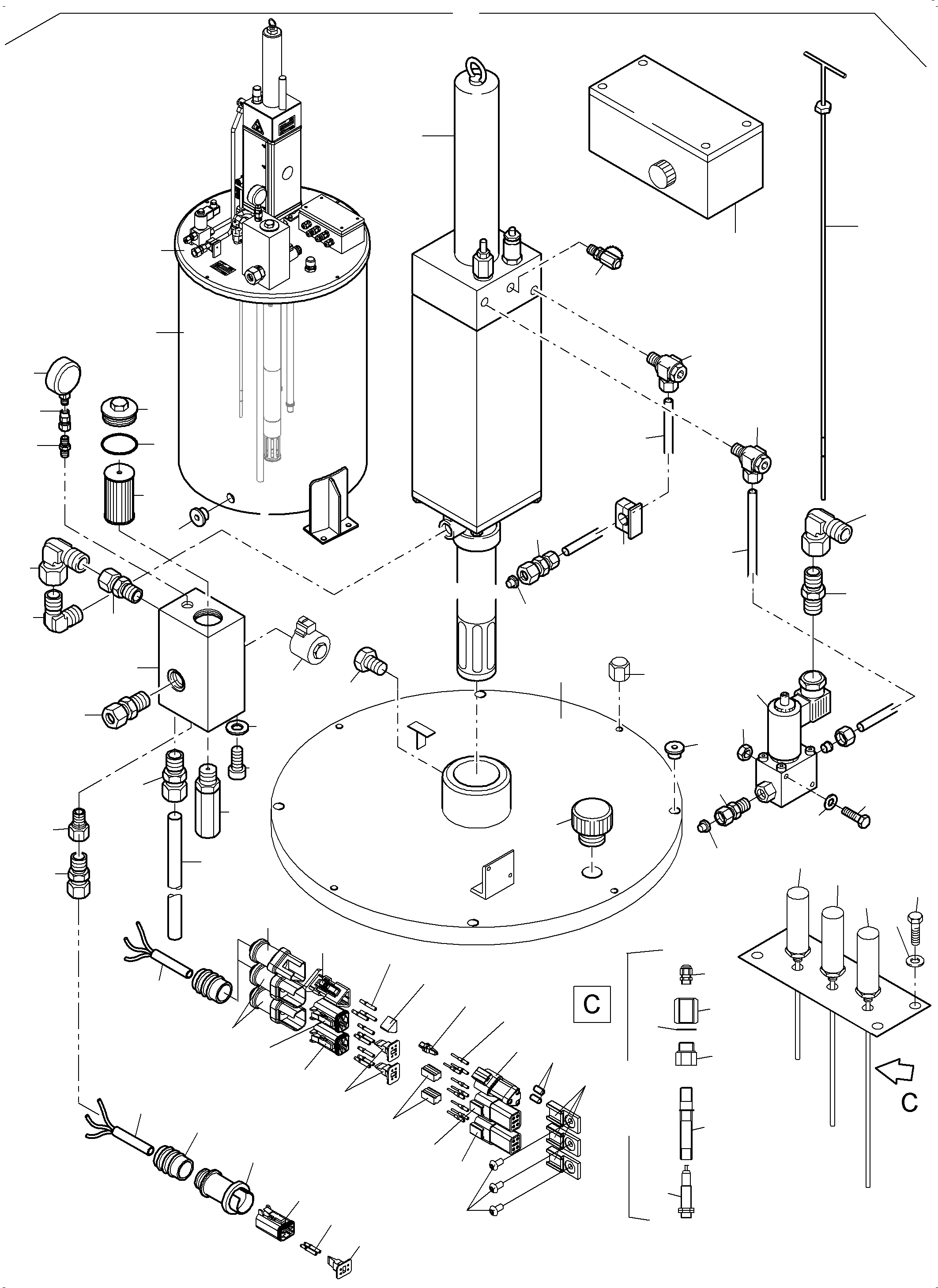 Komatsu parts book diagram for PC4000-11 S/N 08273: LUBE PUMP STATION, FILLING CONNECTION