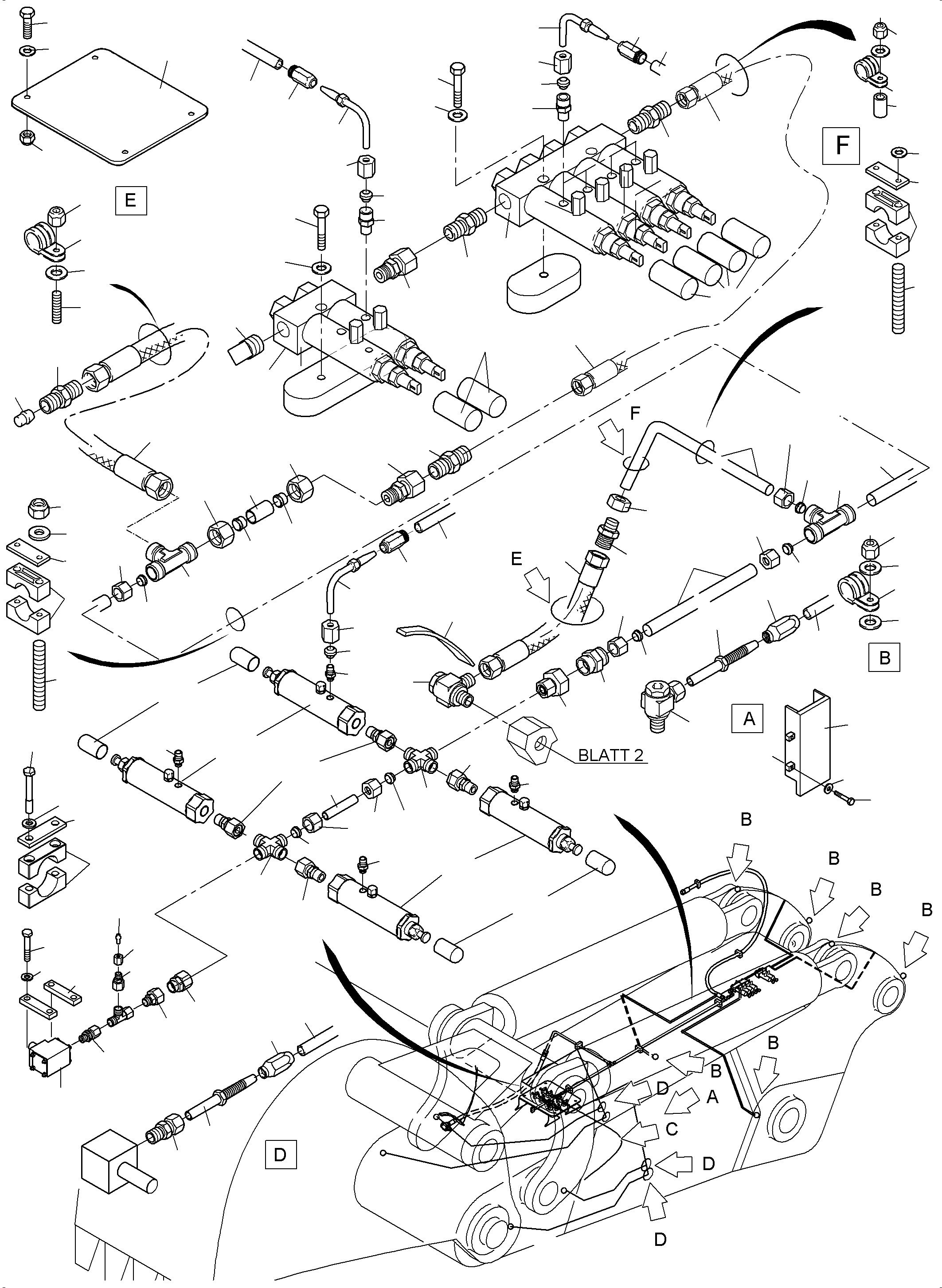 Komatsu parts book diagram for PC4000-11 S/N 08273: STICK - LUBRICATION 4,5 M