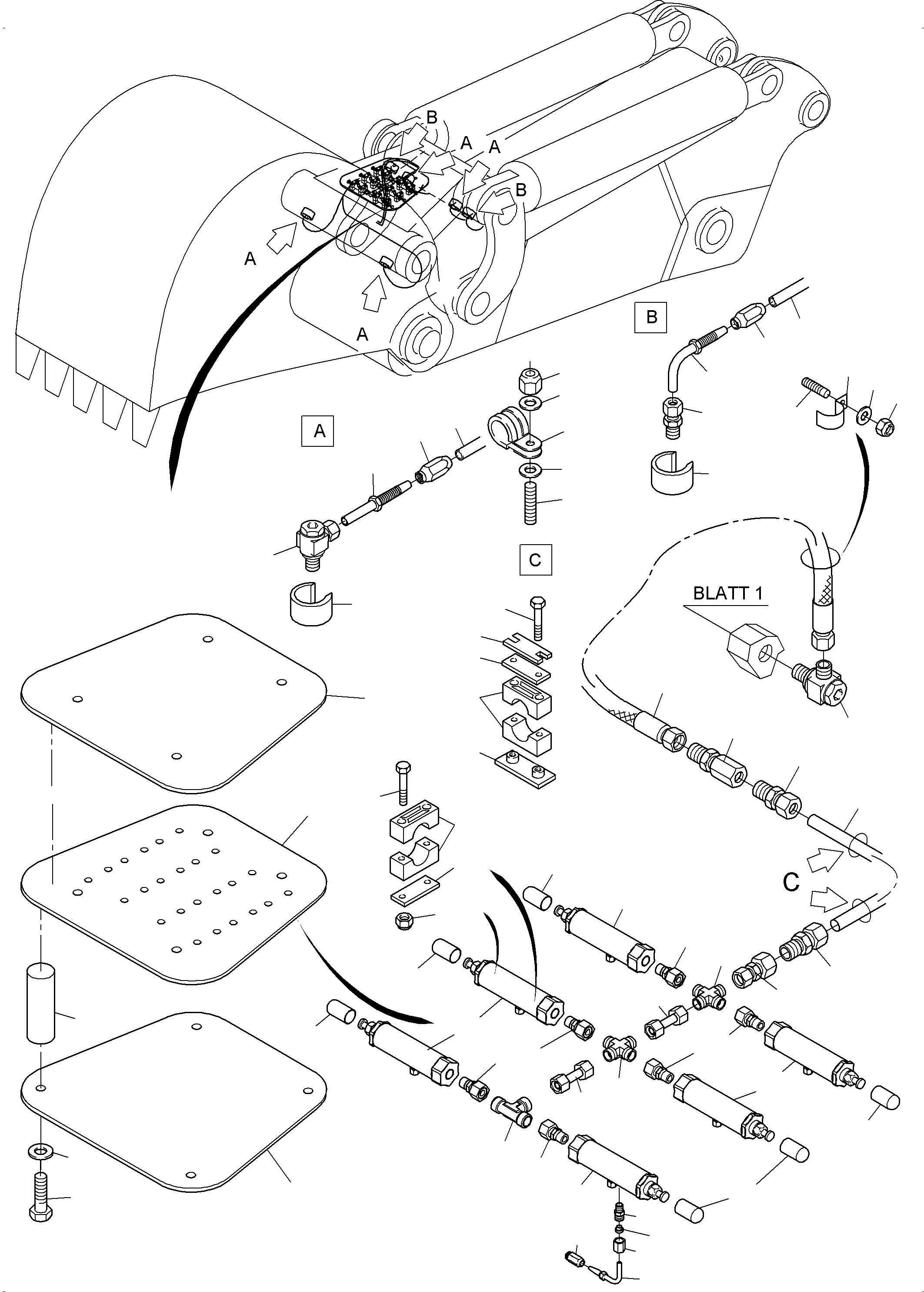 Komatsu parts book diagram for PC4000-11 S/N 08273: STICK - LUBRICATION 4,5 M