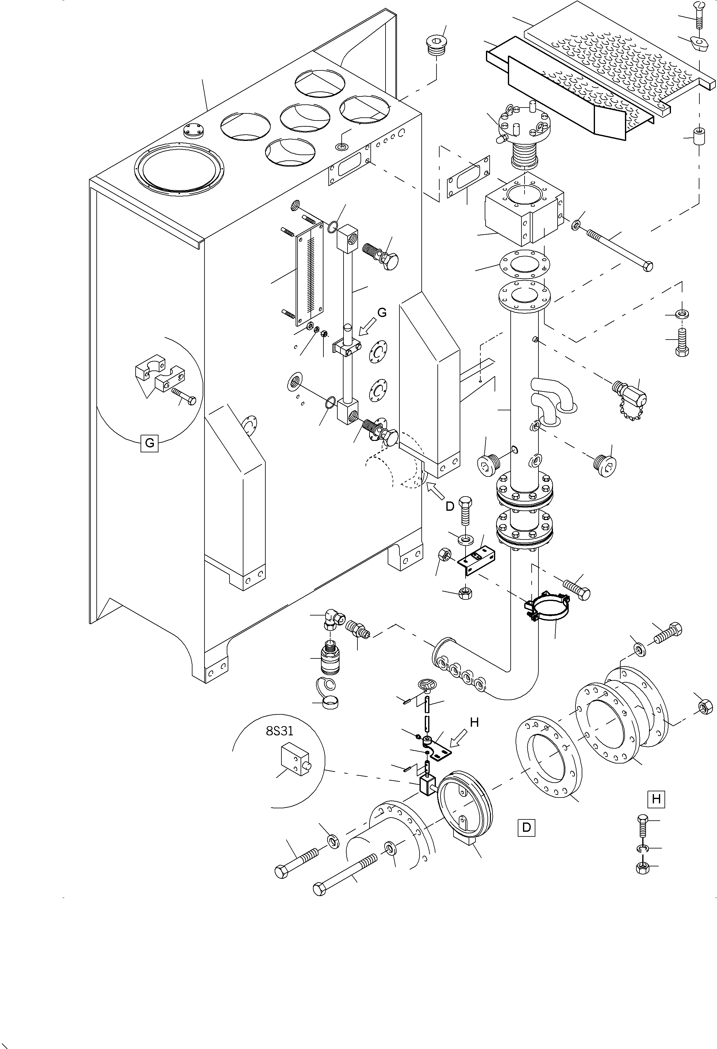 Komatsu parts book diagram for PC4000-11 S/N 08273: MAIN OIL TANK