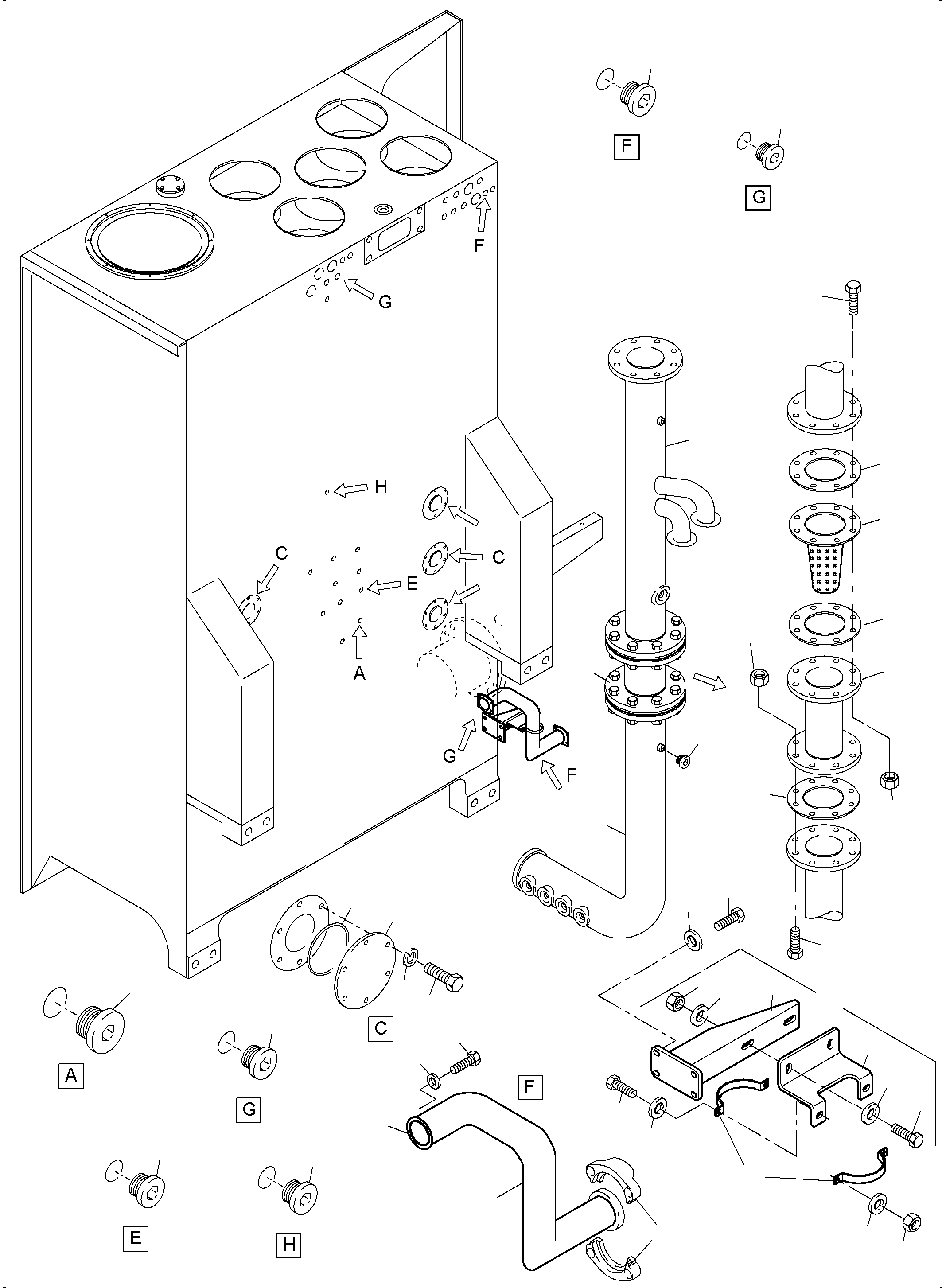 Komatsu parts book diagram for PC4000-11 S/N 08273: MAIN OIL TANK