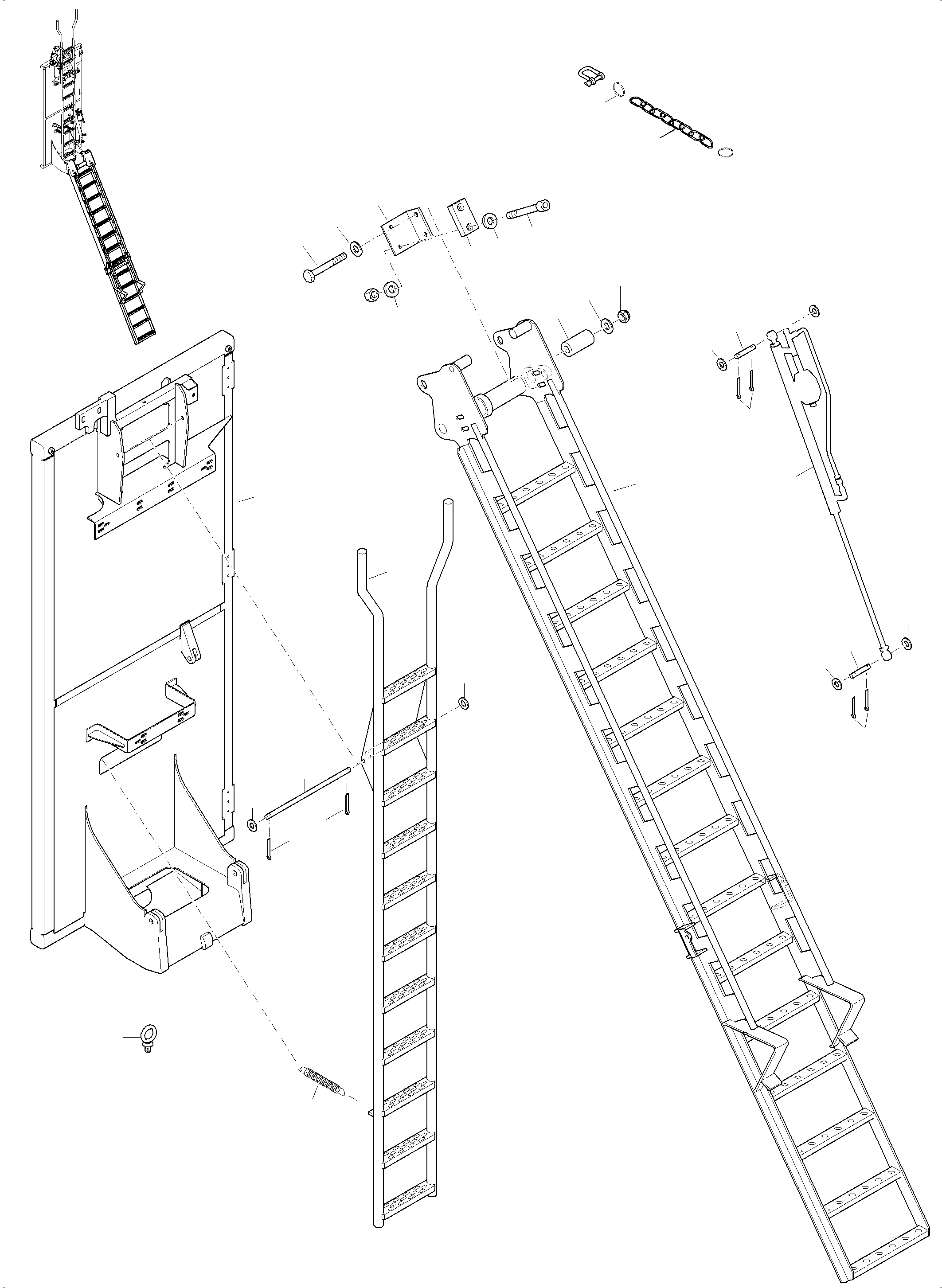 Komatsu parts book diagram for PC4000-11 S/N 08273: EMERGENCY LADDER-MACHINE COVERING