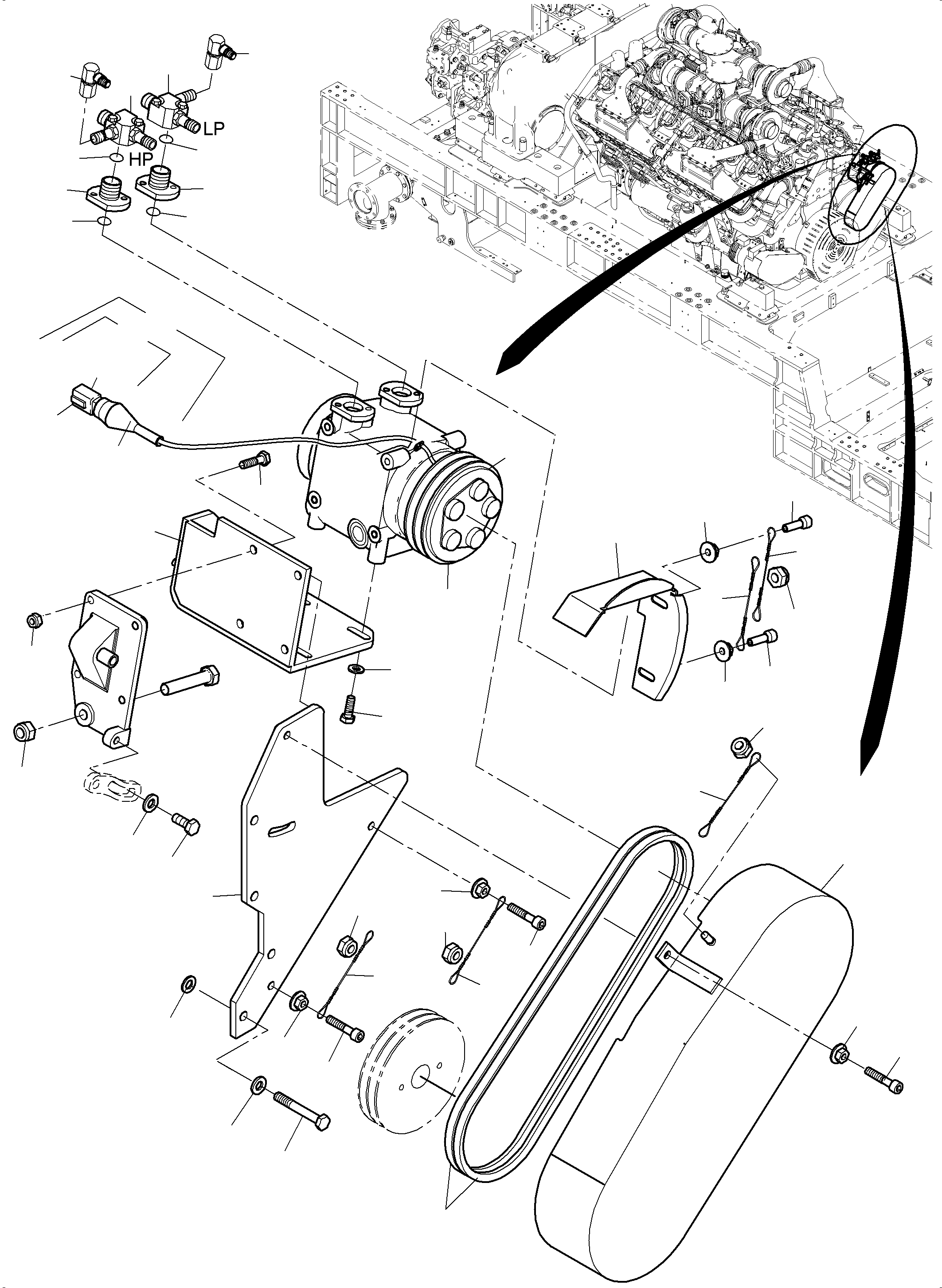 Komatsu parts book diagram for PC4000-11 S/N 08273: AIR CONDITION. COMPRESSOR DRIVE
