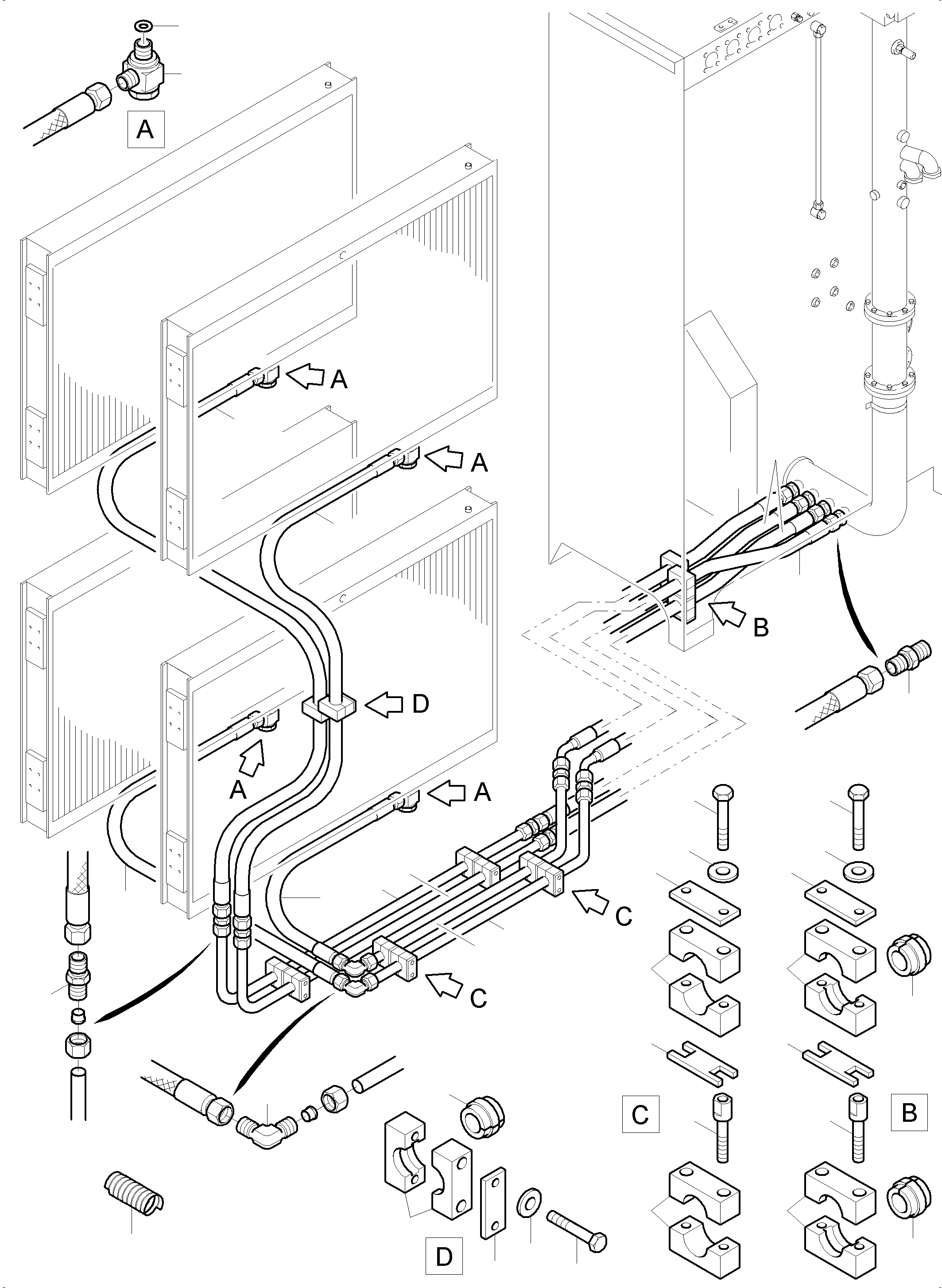 Komatsu parts book diagram for PC4000-11 S/N 08273: OIL COOLER - HOSE ASSY.