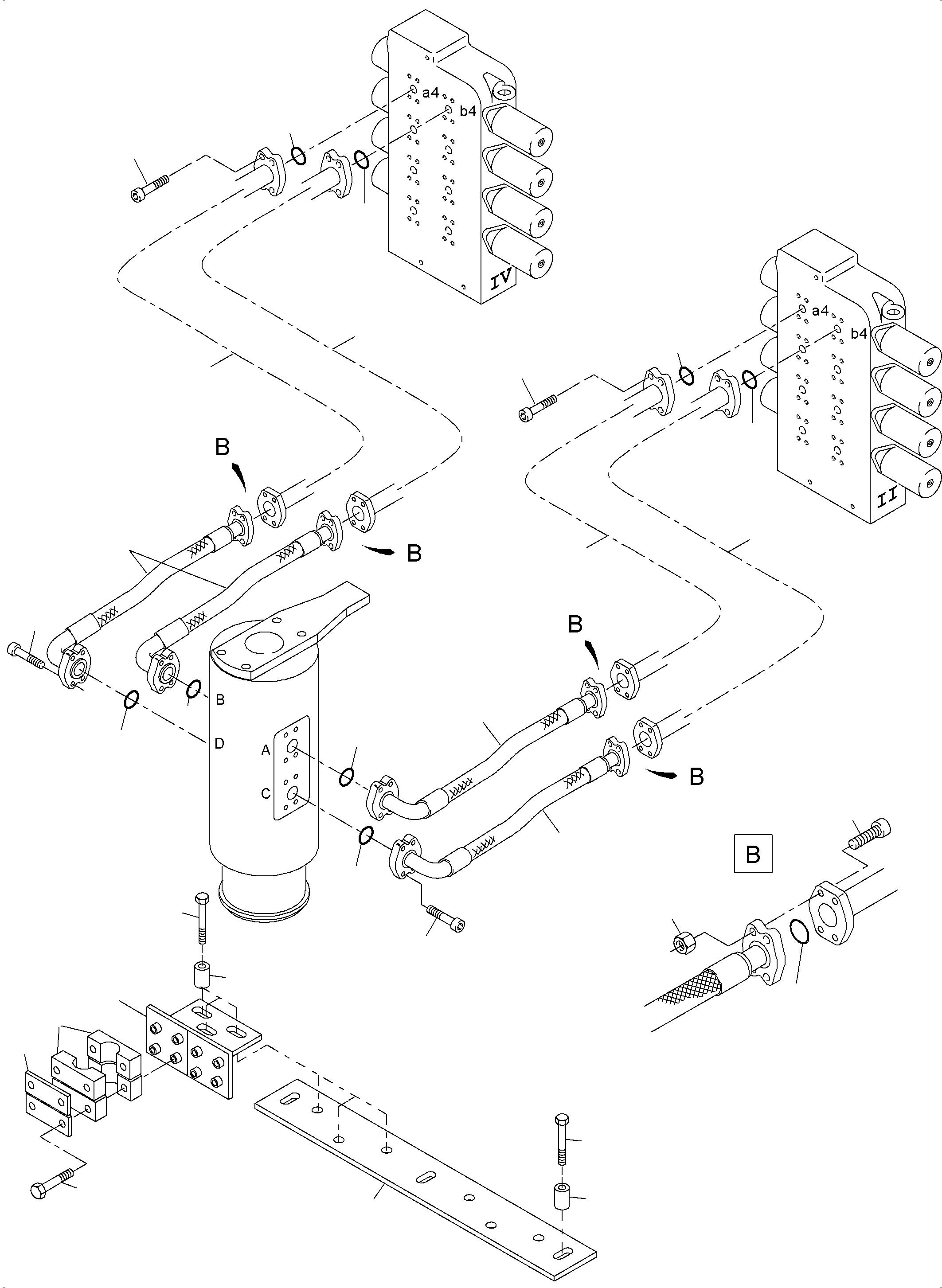 Komatsu parts book diagram for PC4000-11 S/N 08273: PRESSURE LINES  CONTROL BLOCKS - ROTARY JOINT