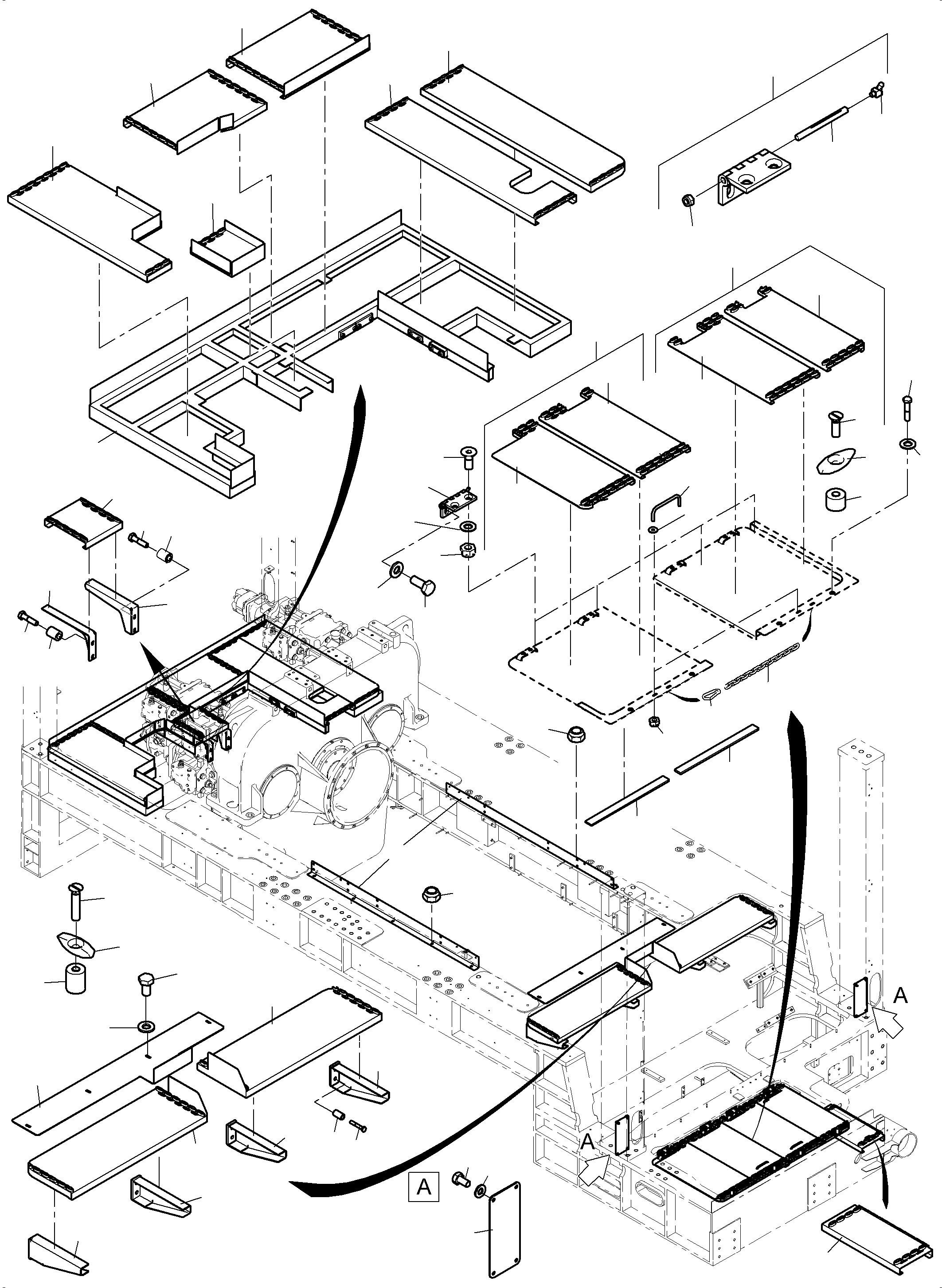 Komatsu parts book diagram for PC4000-11 S/N 08273: POWER FRAME - GRATINGS