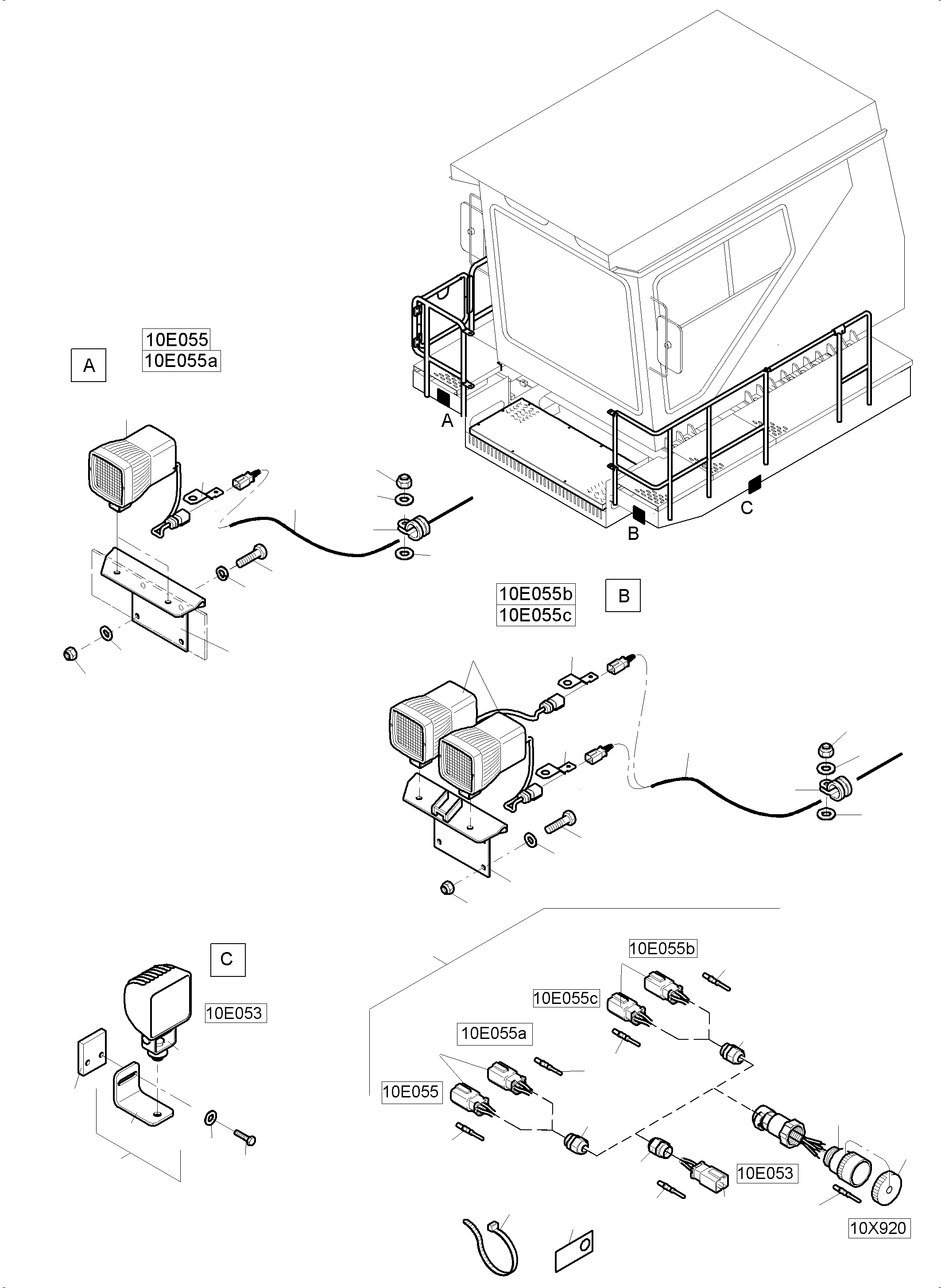 Komatsu parts book diagram for PC4000-11 S/N 08273: LIGHTING EQUIPMENT STAGE